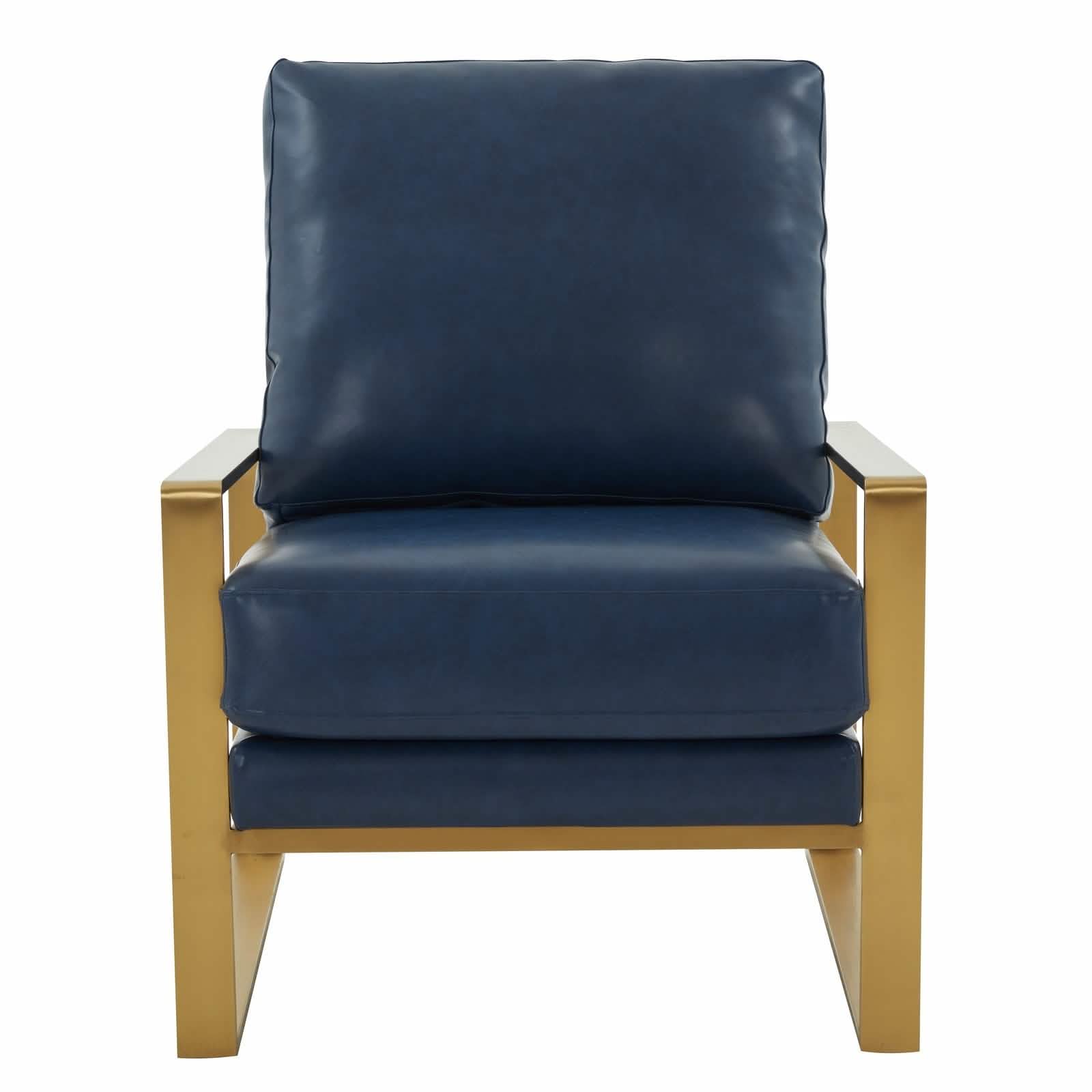 Jefferson Accent Armchair Upholstered in Velvet/Leather and Gold/Silver Metal Frame