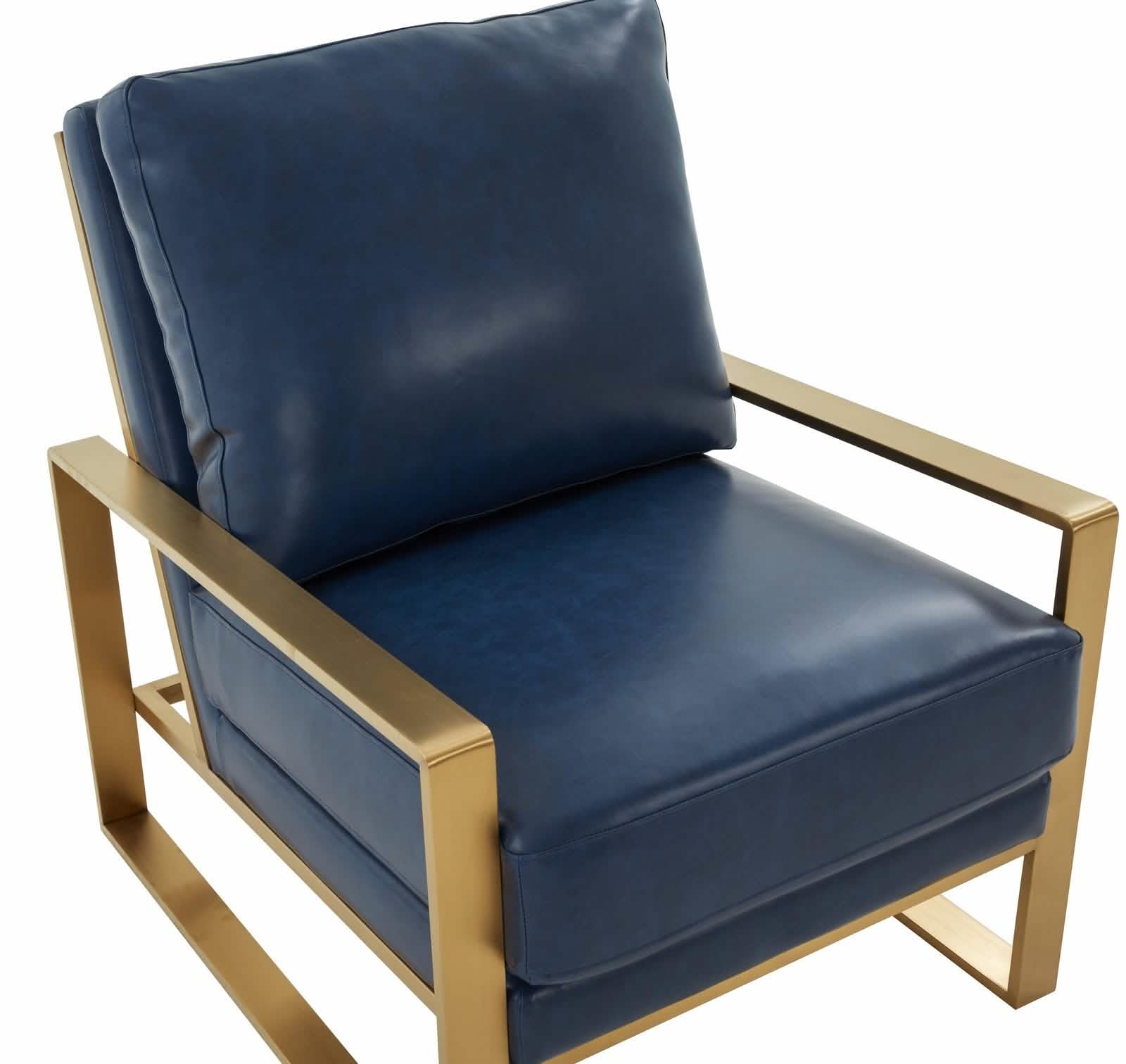 Jefferson Accent Armchair Upholstered in Velvet/Leather and Gold/Silver Metal Frame