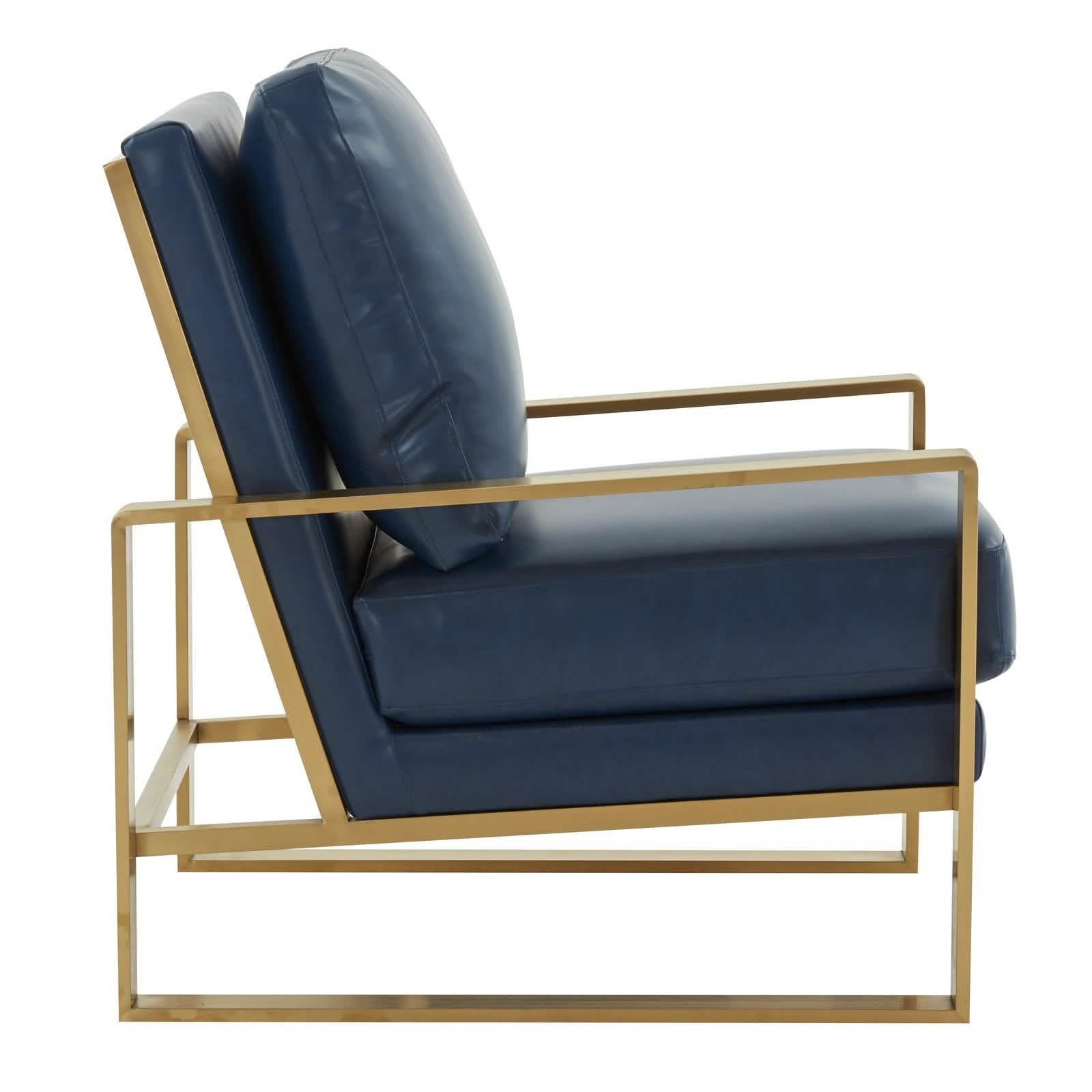 Jefferson Accent Armchair Upholstered in Velvet/Leather and Gold/Silver Metal Frame