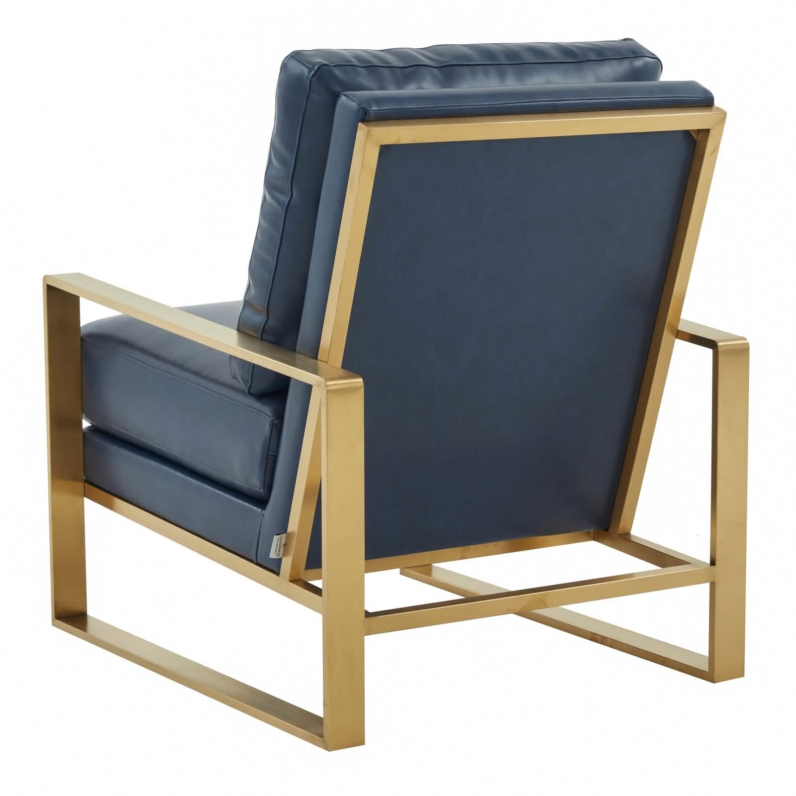 Jefferson Accent Armchair Upholstered in Velvet/Leather and Gold/Silver Metal Frame
