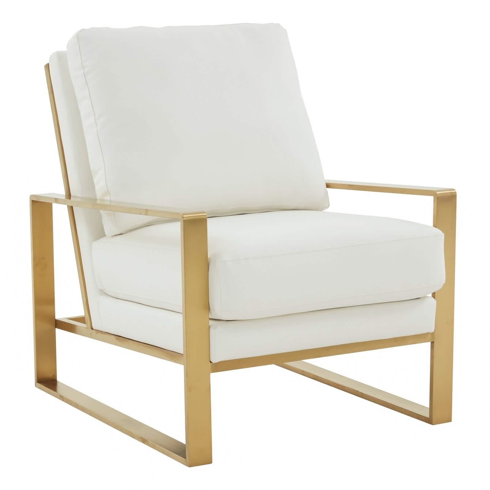 Jefferson Accent Armchair Upholstered in Velvet/Leather and Gold/Silver Metal Frame