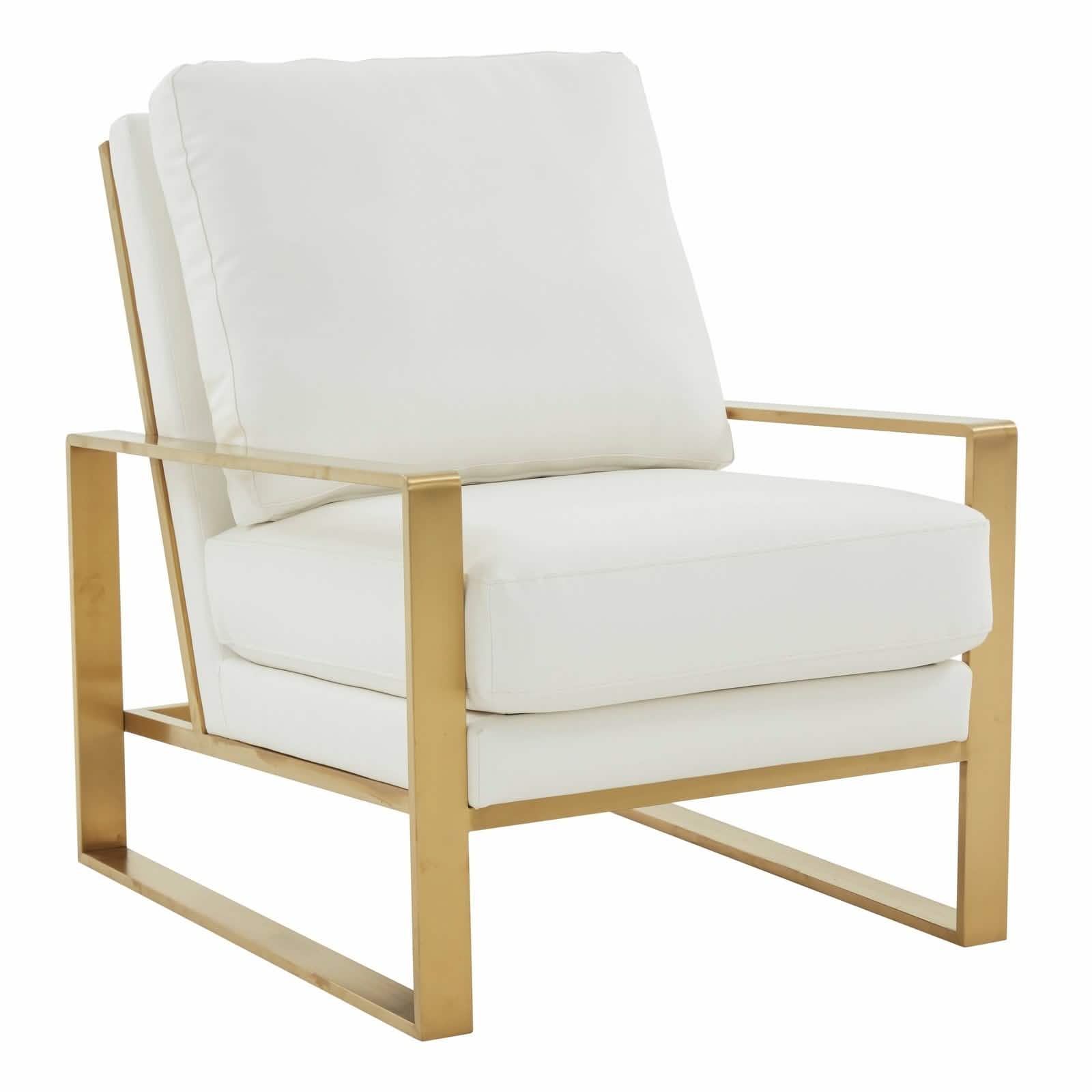 Jefferson Accent Armchair Upholstered in Velvet/Leather and Gold/Silver Metal Frame