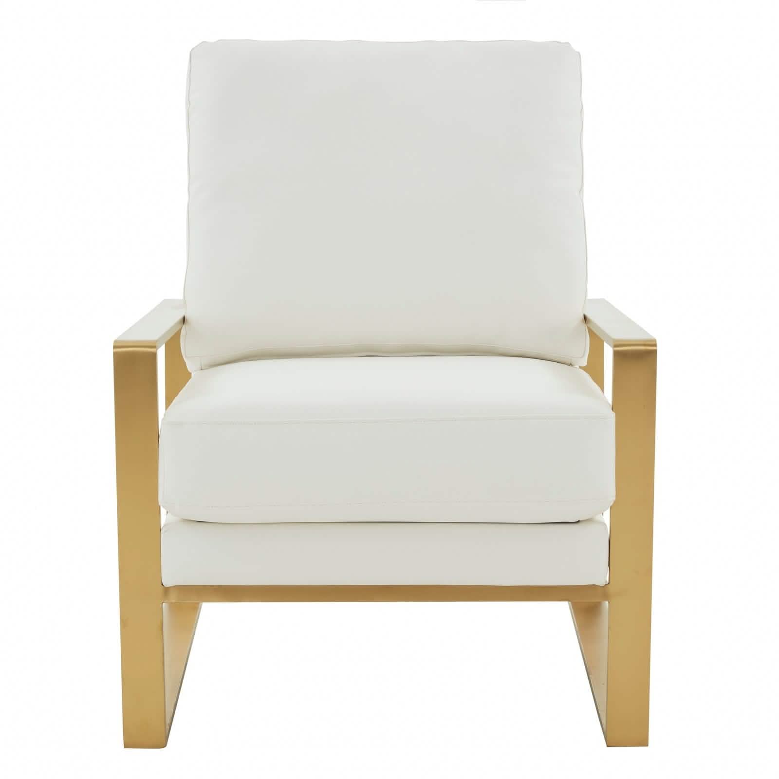 Jefferson Accent Armchair Upholstered in Velvet/Leather and Gold/Silver Metal Frame
