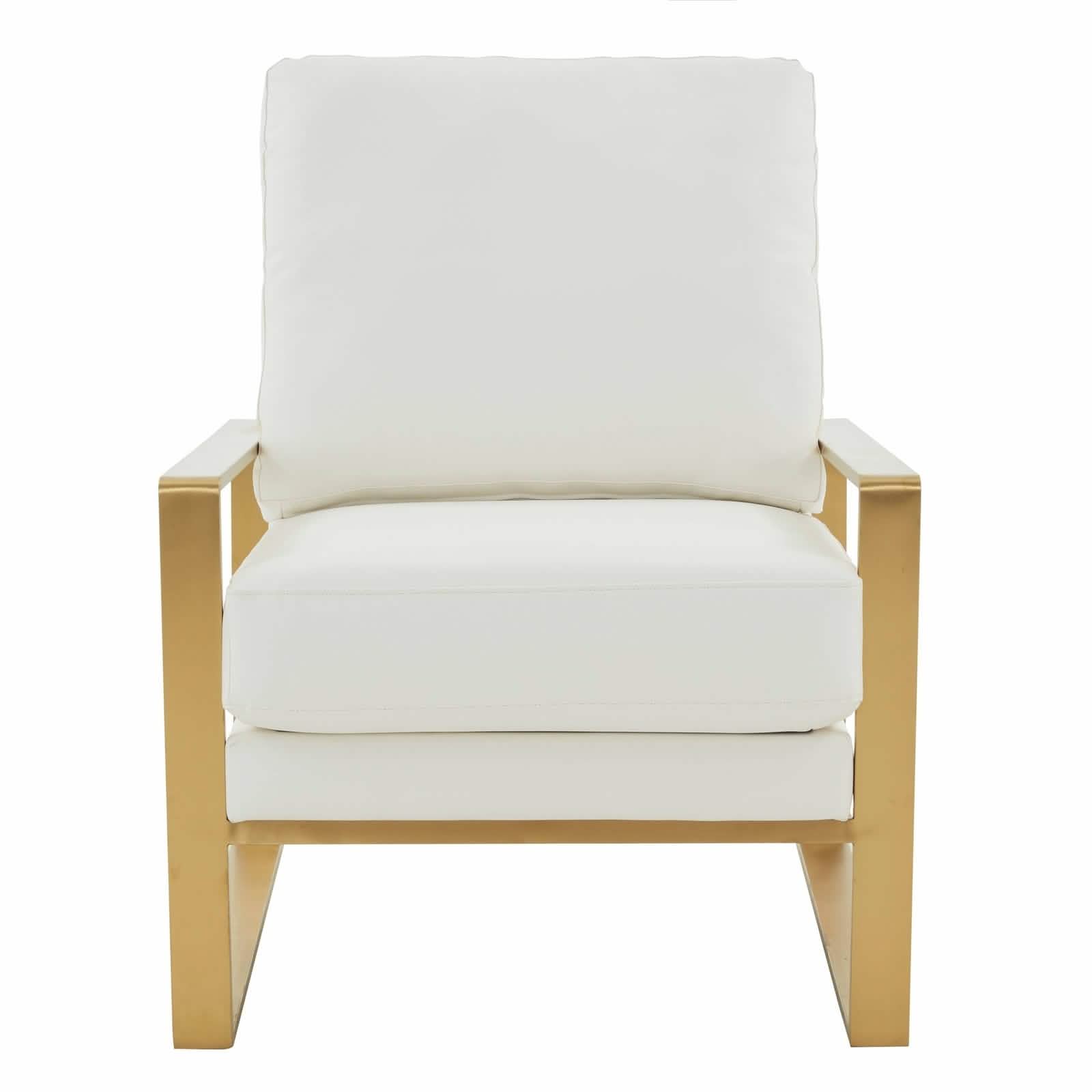 Jefferson Accent Armchair Upholstered in Velvet/Leather and Gold/Silver Metal Frame