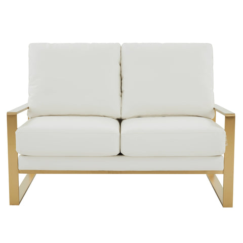 Jefferson Contemporary Velvet/Leather Loveseat with Stainless Steel Frame