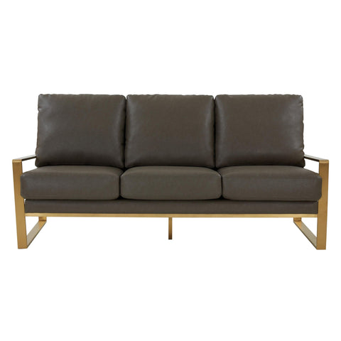 Jefferson 3-Seater Velvet/Leather Full Size Sofa in Stainless Steel