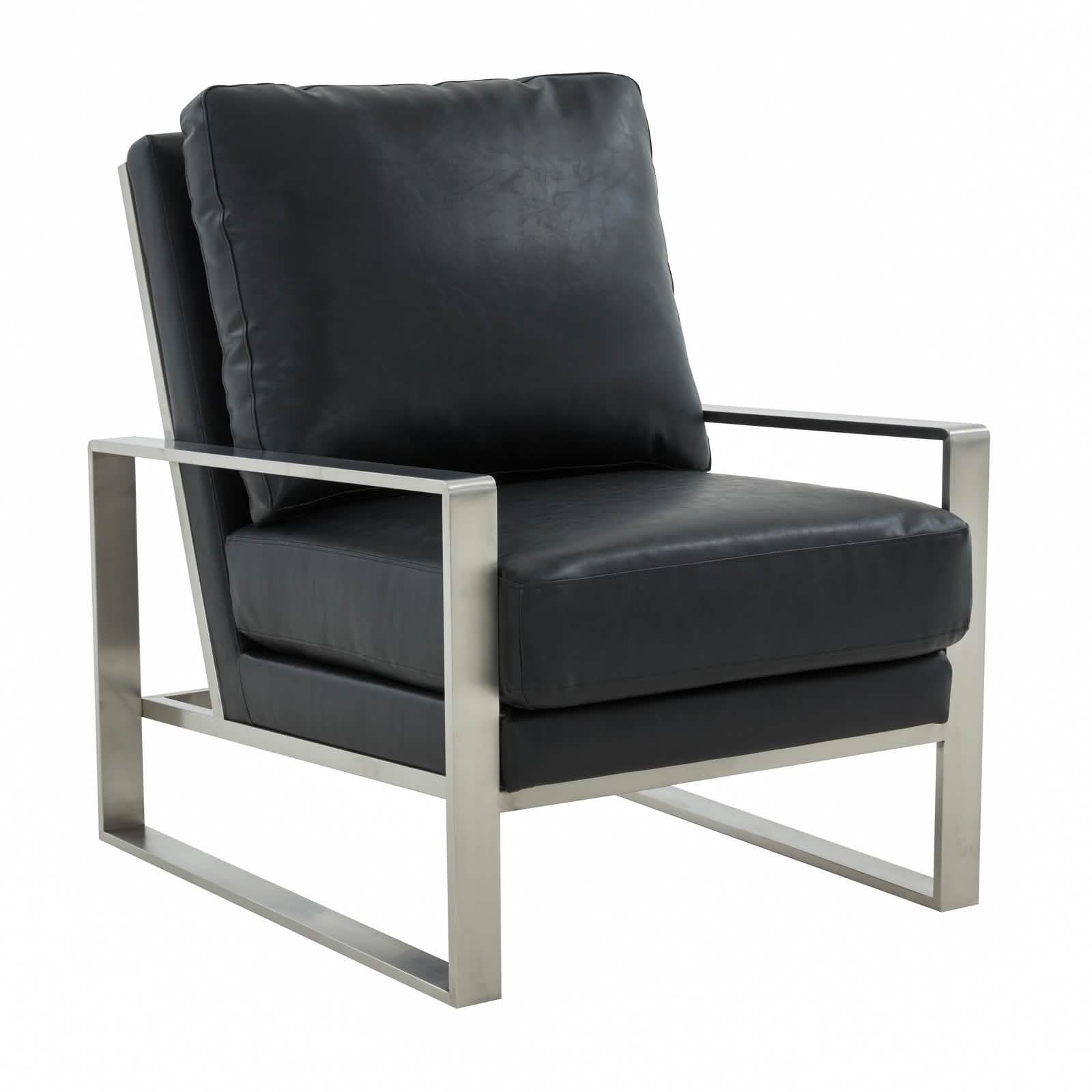 Jefferson Accent Armchair Upholstered in Velvet/Leather and Gold/Silver Metal Frame
