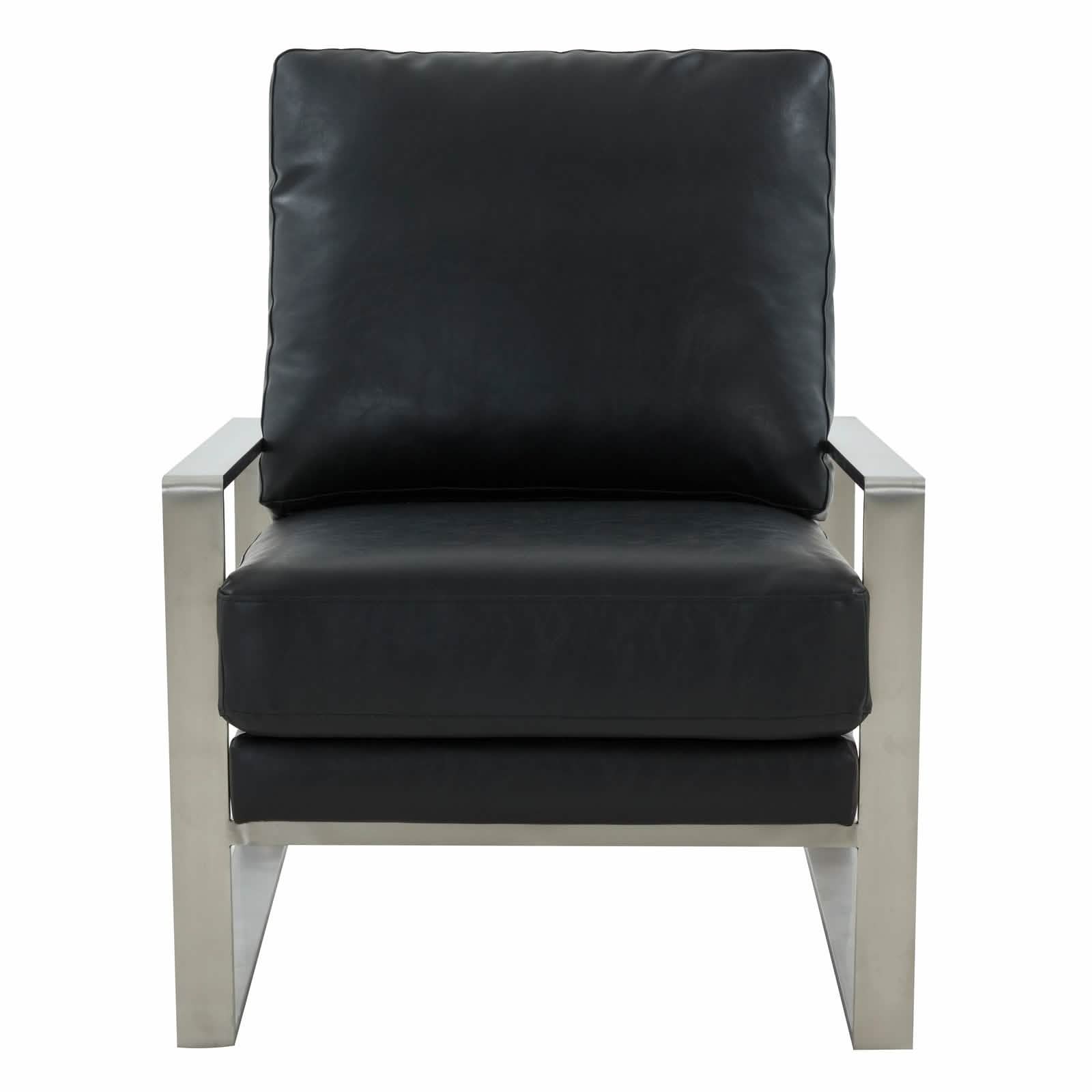 Jefferson Accent Armchair Upholstered in Velvet/Leather and Gold/Silver Metal Frame