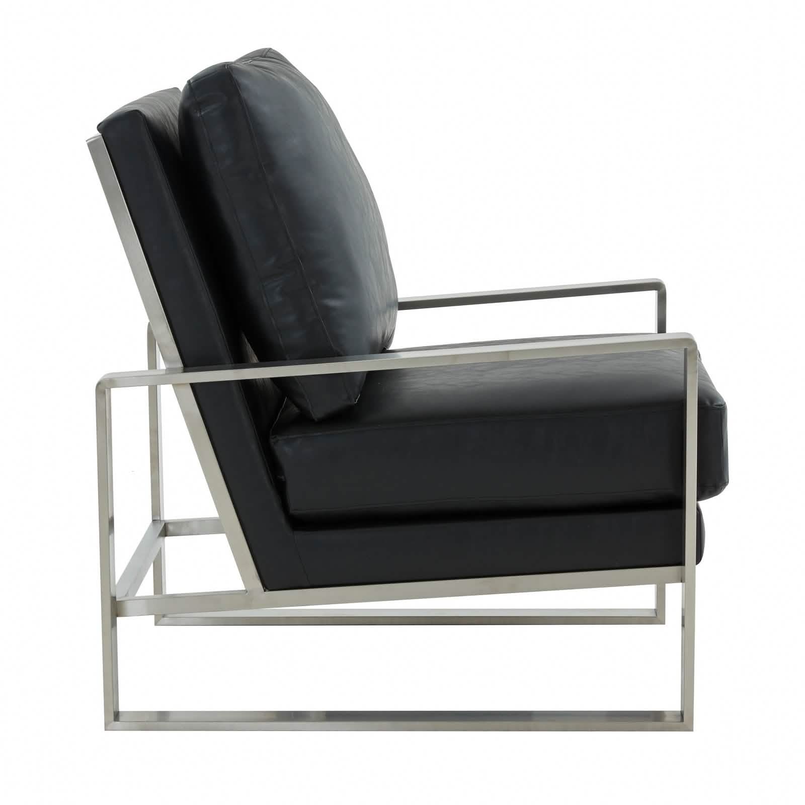 Jefferson Accent Armchair Upholstered in Velvet/Leather and Gold/Silver Metal Frame
