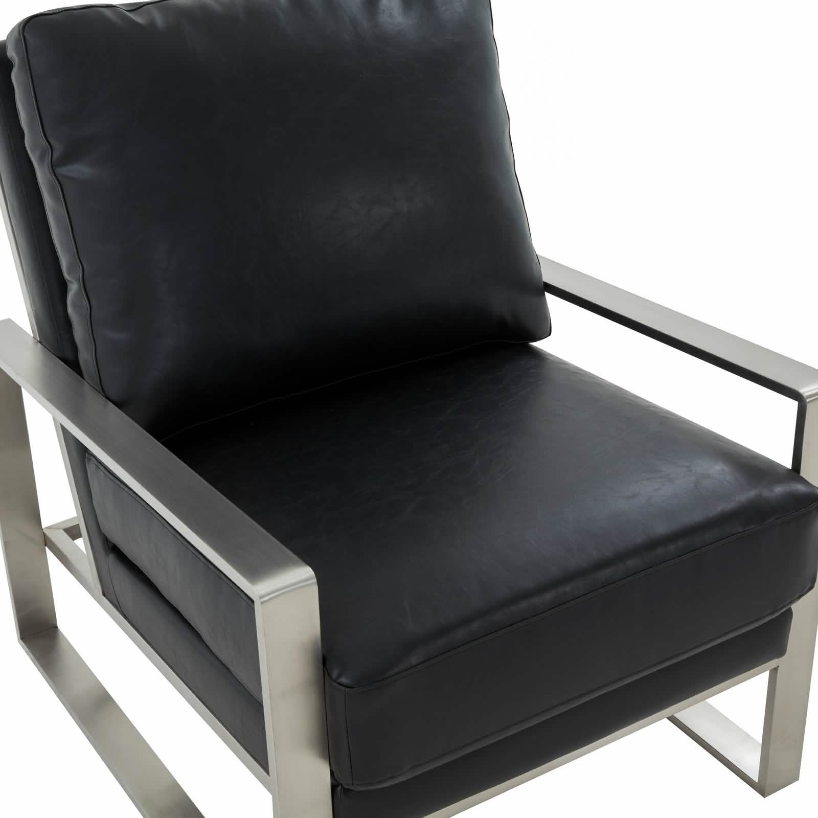 Jefferson Accent Armchair Upholstered in Velvet/Leather and Gold/Silver Metal Frame