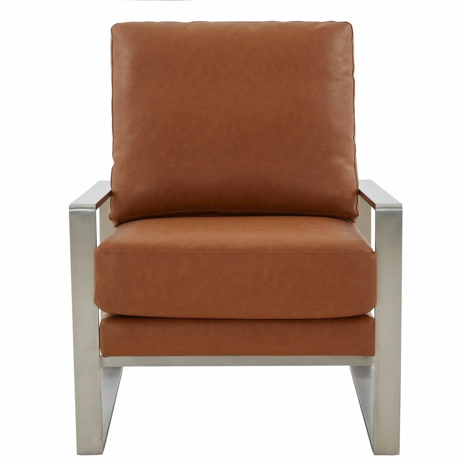 Jefferson Accent Armchair Upholstered in Velvet/Leather and Gold/Silver Metal Frame