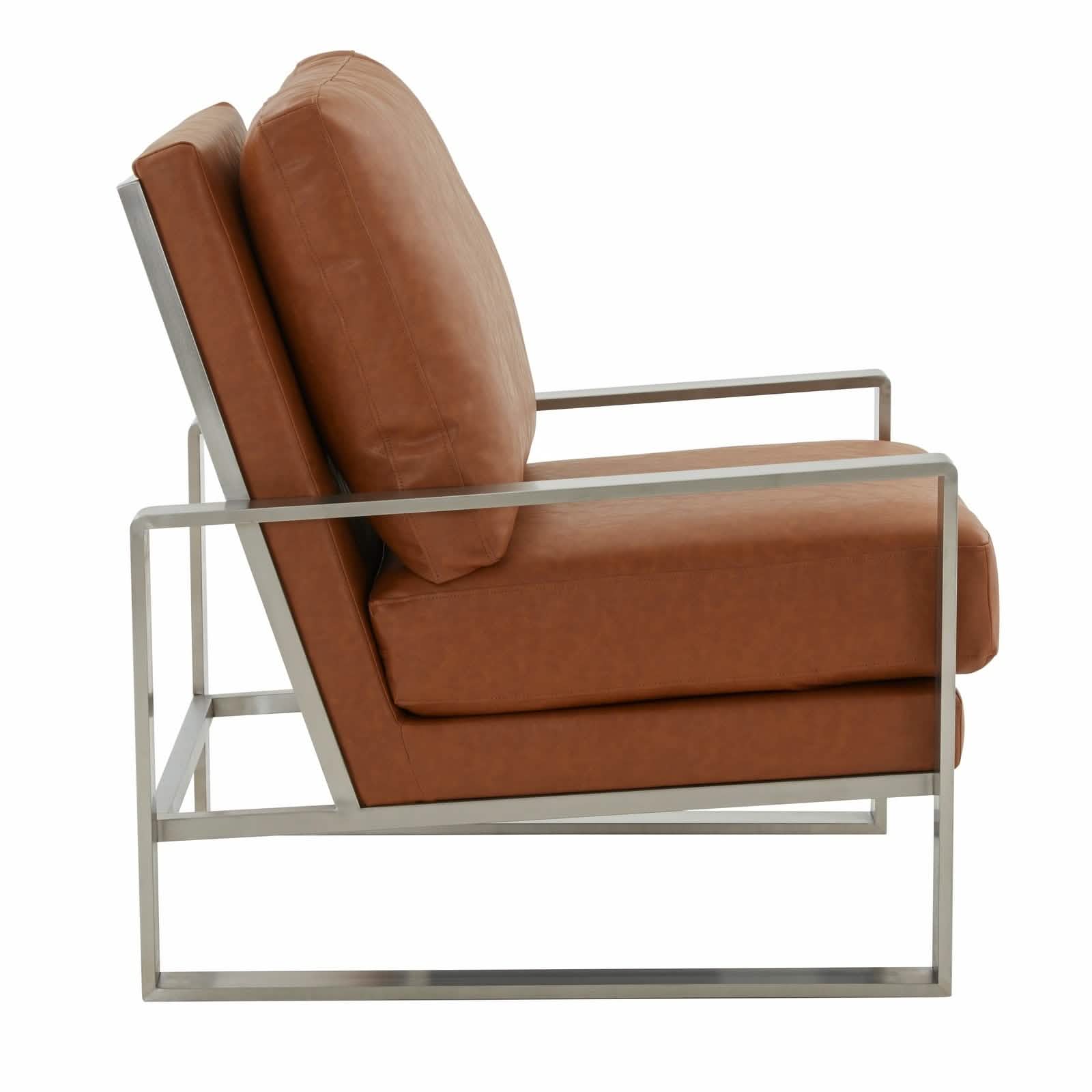 Jefferson Accent Armchair Upholstered in Velvet/Leather and Gold/Silver Metal Frame