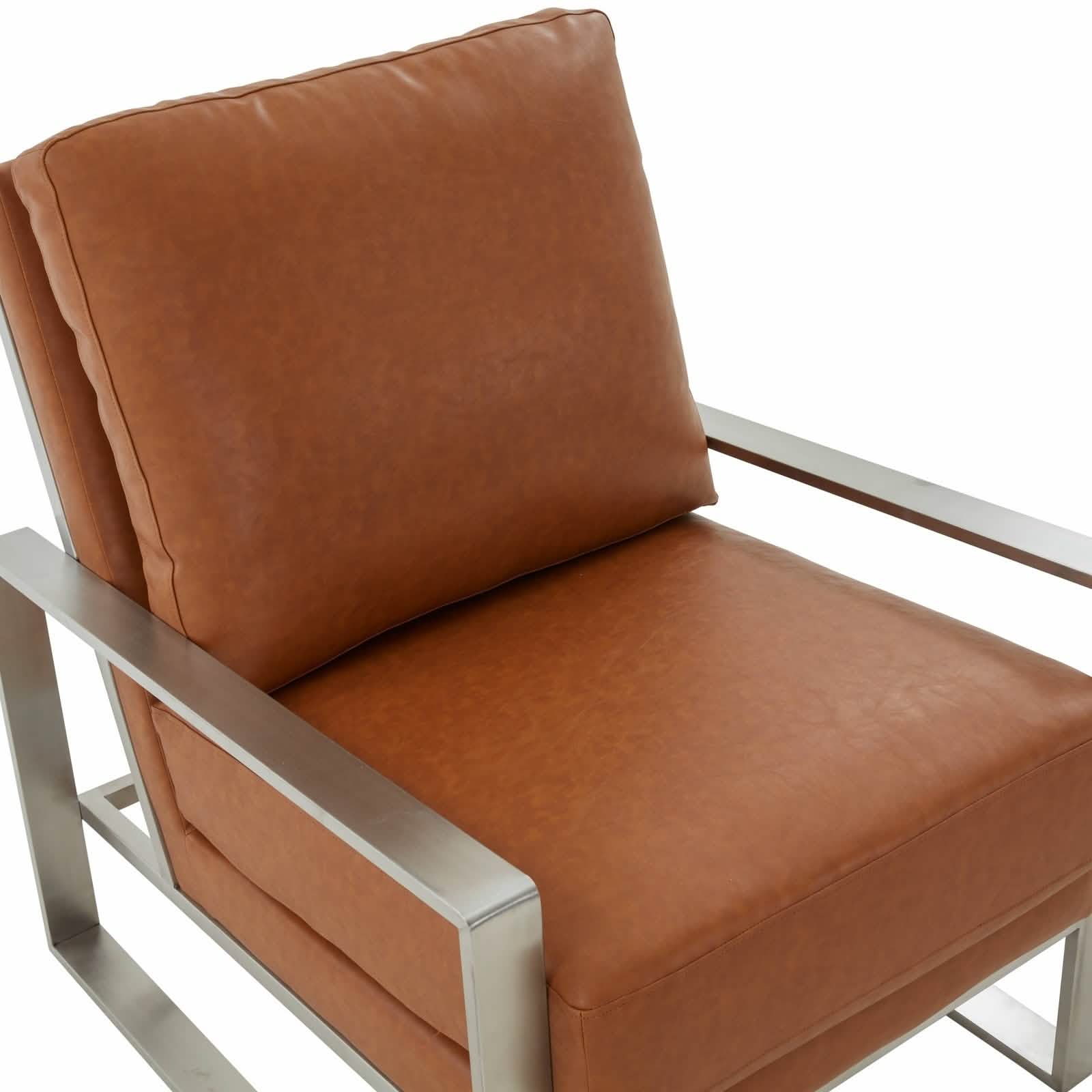 Jefferson Accent Armchair Upholstered in Velvet/Leather and Gold/Silver Metal Frame