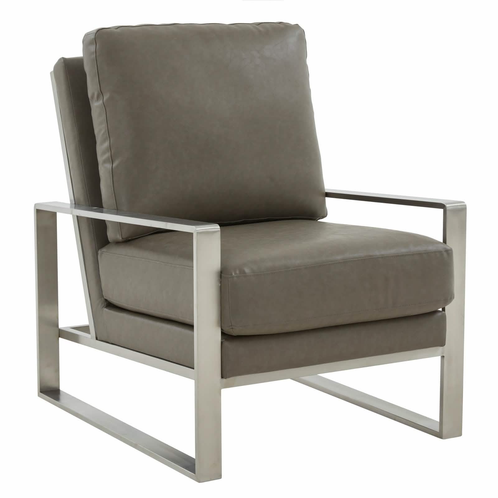 Jefferson Accent Armchair Upholstered in Velvet/Leather and Gold/Silver Metal Frame