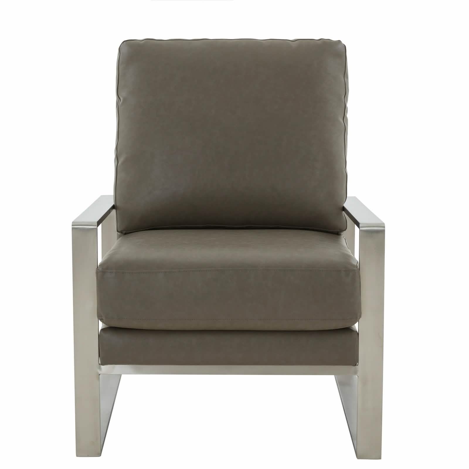 Jefferson Accent Armchair Upholstered in Velvet/Leather and Gold/Silver Metal Frame