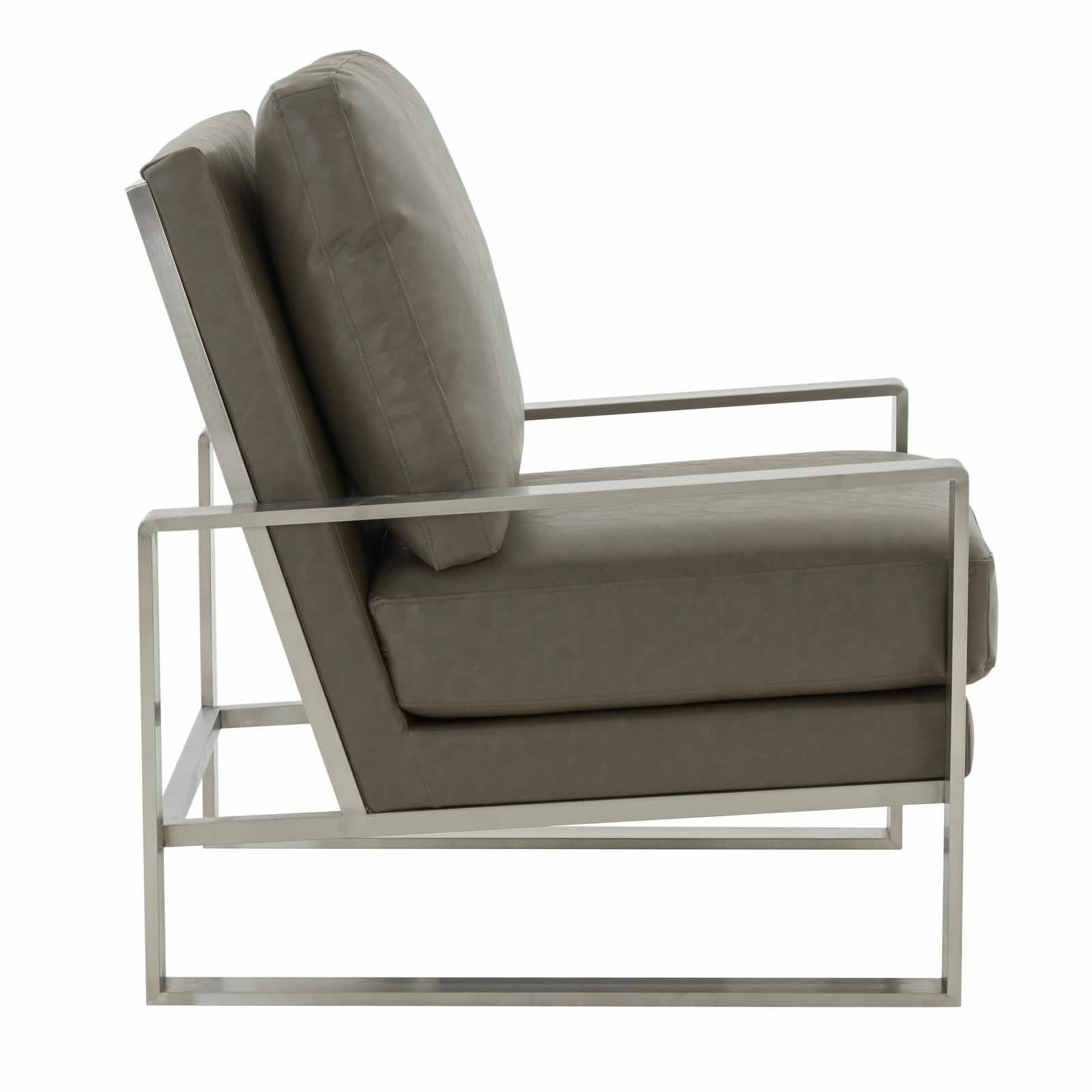 Jefferson Accent Armchair Upholstered in Velvet/Leather and Gold/Silver Metal Frame