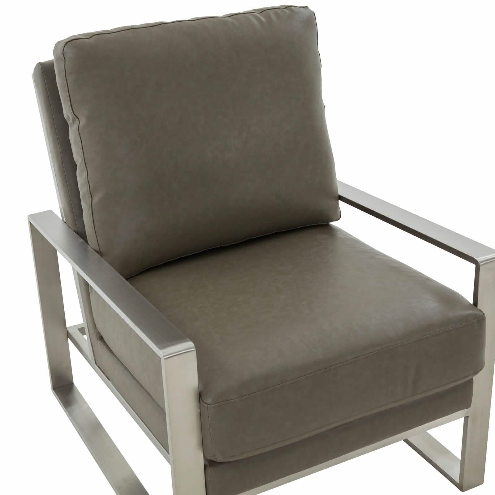 Jefferson Accent Armchair Upholstered in Velvet/Leather and Gold/Silver Metal Frame