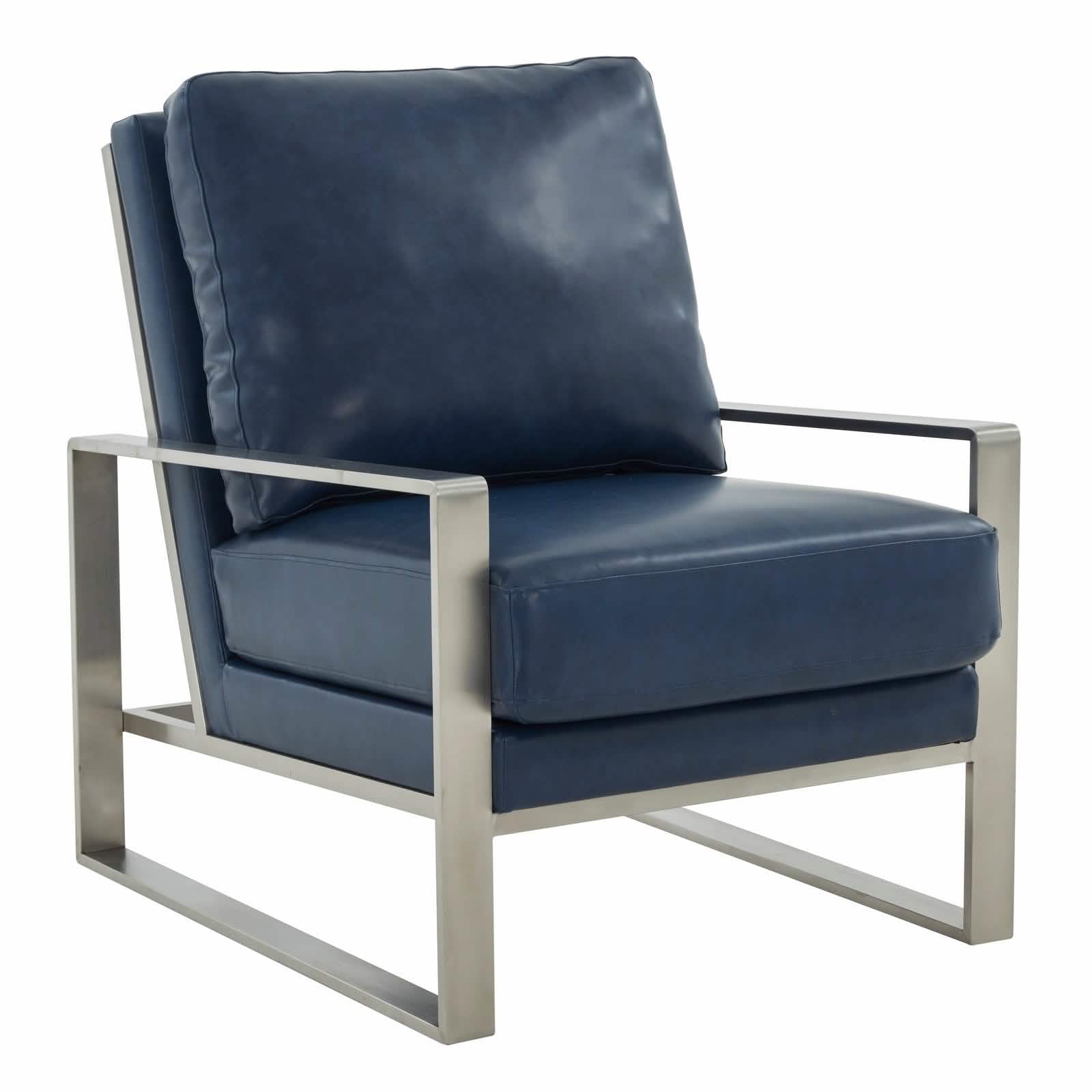 Jefferson Accent Armchair Upholstered in Velvet/Leather and Gold/Silver Metal Frame