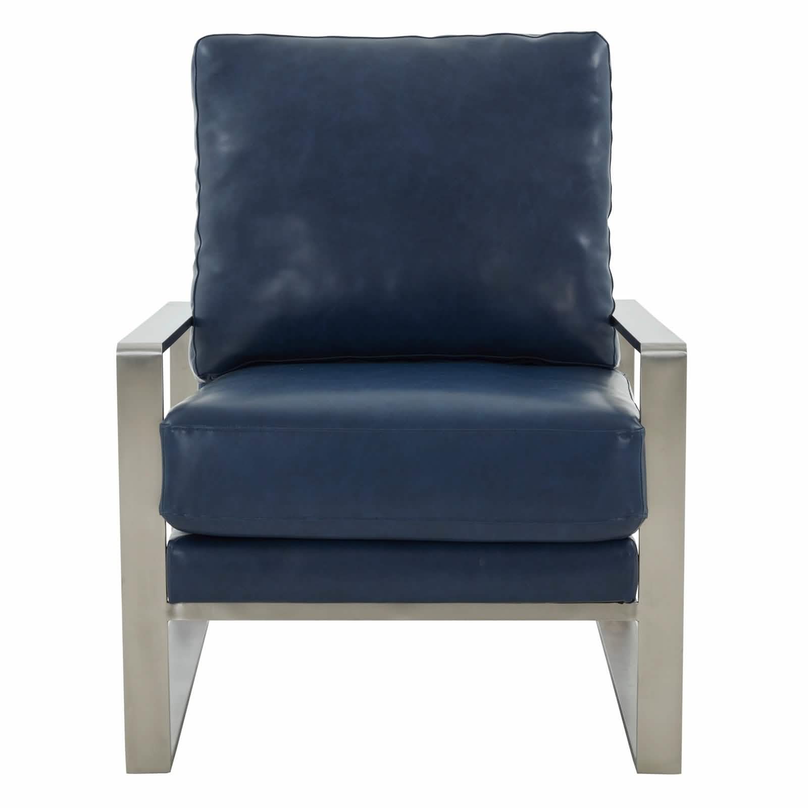 Jefferson Accent Armchair Upholstered in Velvet/Leather and Gold/Silver Metal Frame
