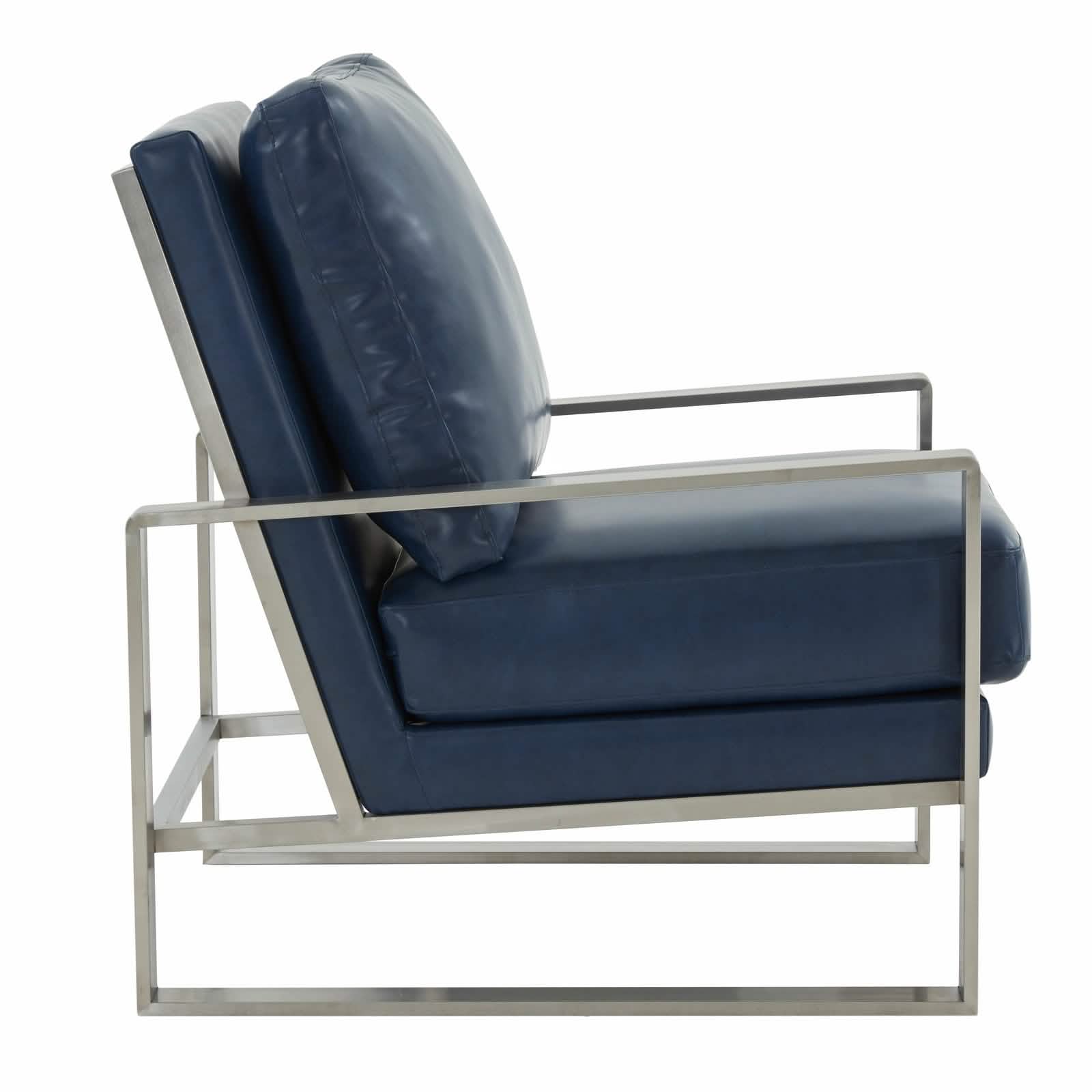 Jefferson Accent Armchair Upholstered in Velvet/Leather and Gold/Silver Metal Frame