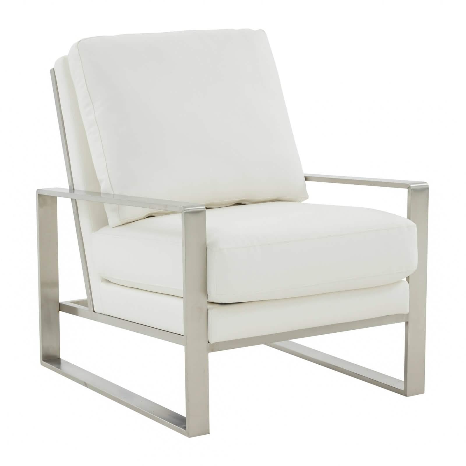 Jefferson Accent Armchair Upholstered in Velvet/Leather and Gold/Silver Metal Frame