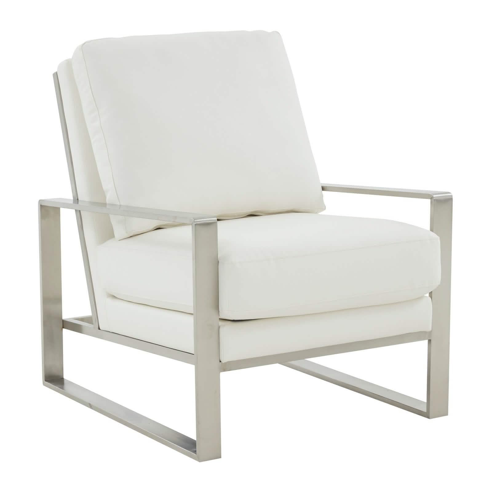 Jefferson Accent Armchair Upholstered in Velvet/Leather and Gold/Silver Metal Frame