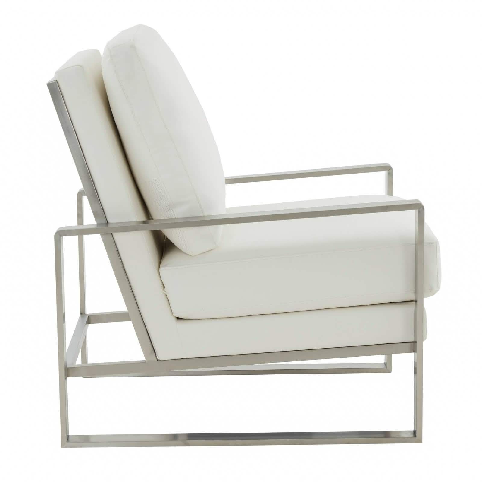 Jefferson Accent Armchair Upholstered in Velvet/Leather and Gold/Silver Metal Frame