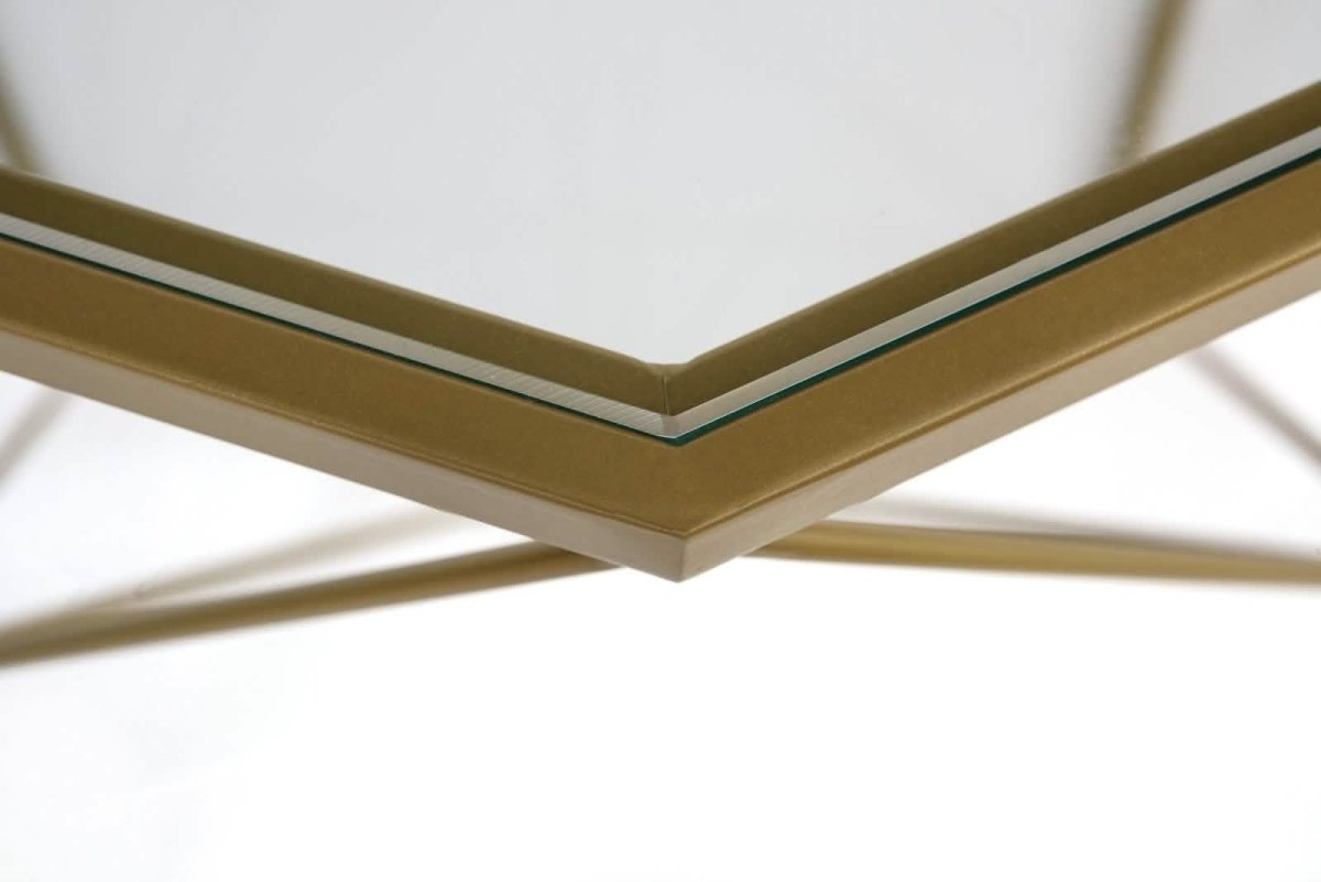 Jefferson 3 - Piece Leather Arm Chairs and Octagonal Coffee Table with Gold Base Set for Living Room