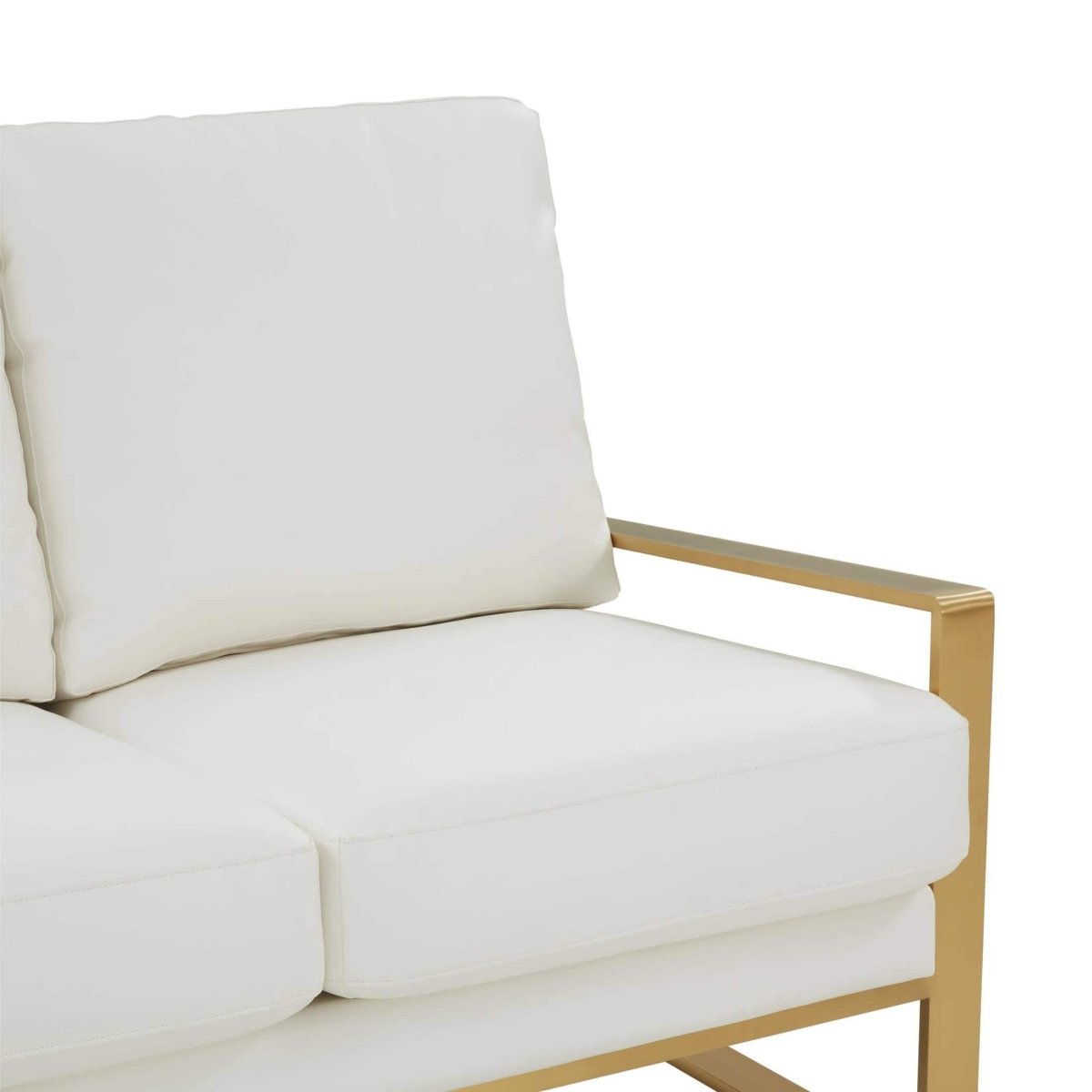 Jefferson 3 - Seater Sofa Upholstered in Velvet/Leather with Gold/Silver Steel Base