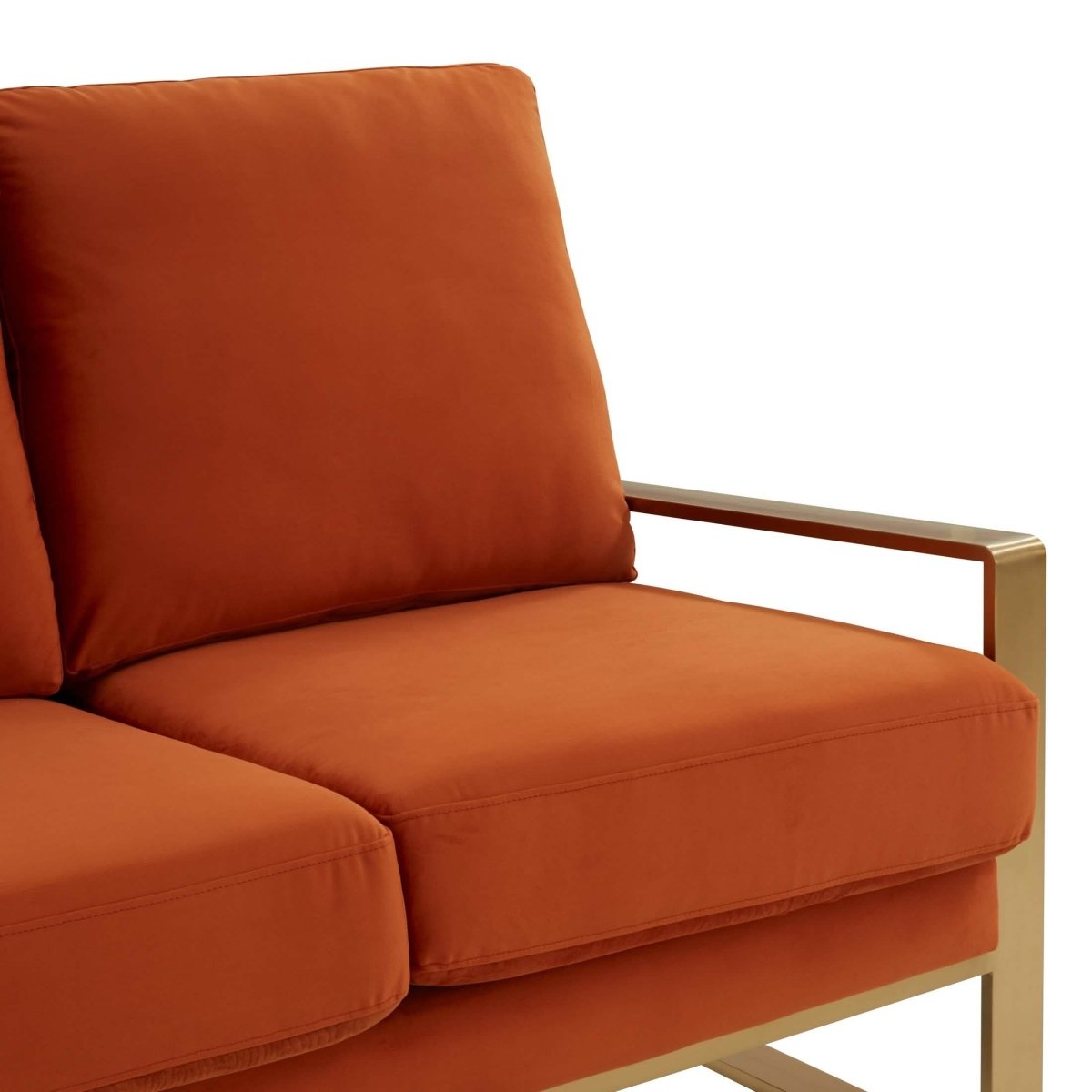 Jefferson 3 - Seater Sofa Upholstered in Velvet/Leather with Gold/Silver Steel Base