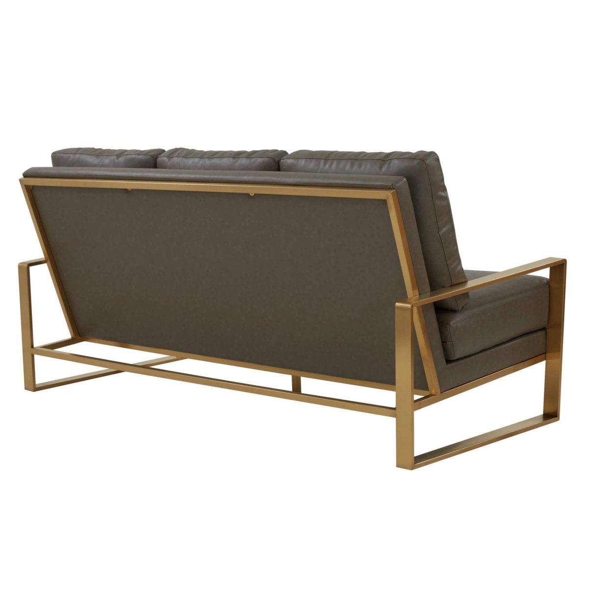 Jefferson 3 - Seater Sofa Upholstered in Velvet/Leather with Gold/Silver Steel Base