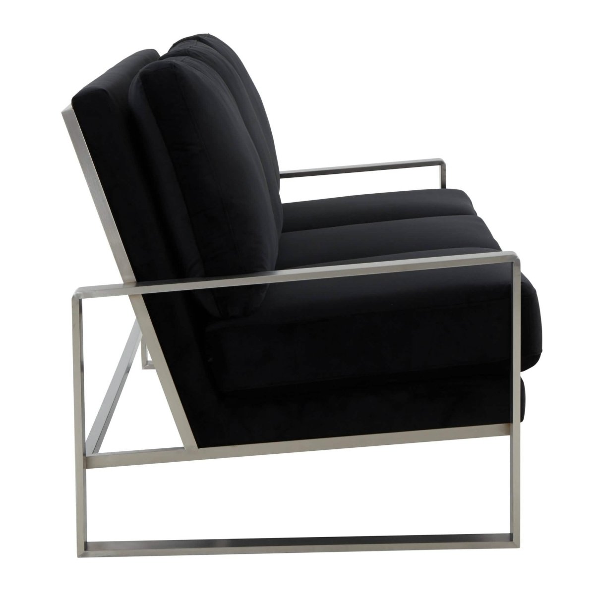 Jefferson 3 - Seater Sofa Upholstered in Velvet/Leather with Gold/Silver Steel Base