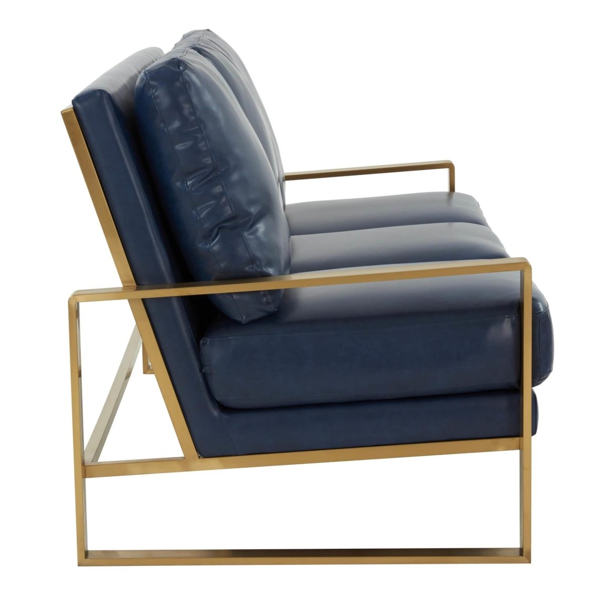 Jefferson 3 - Seater Sofa Upholstered in Velvet/Leather with Gold/Silver Steel Base