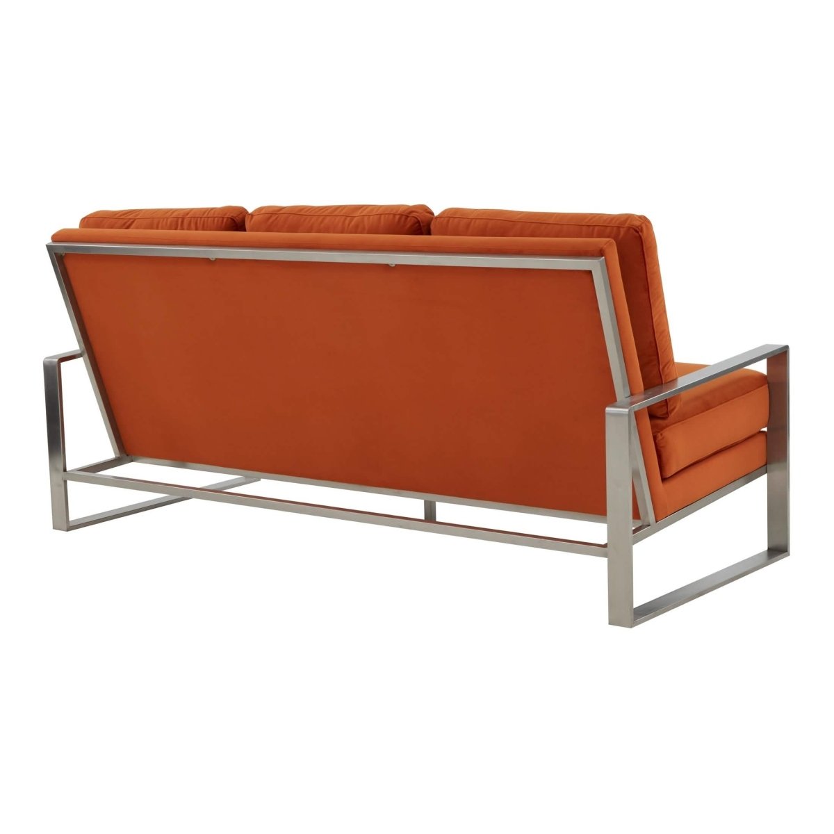 Jefferson 3 - Seater Sofa Upholstered in Velvet/Leather with Gold/Silver Steel Base
