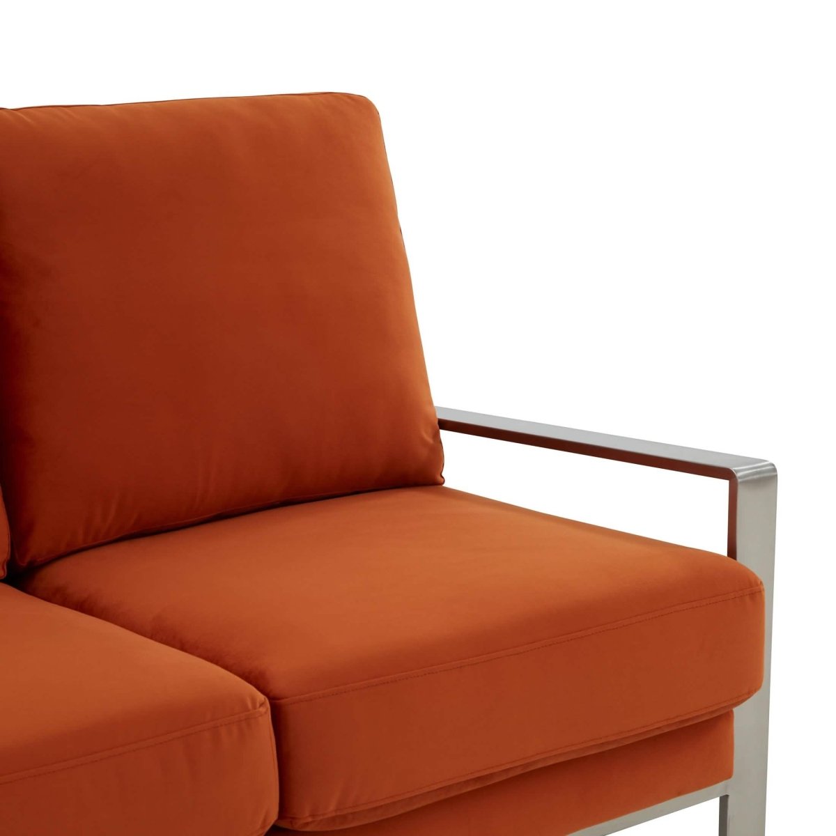 Jefferson 3 - Seater Sofa Upholstered in Velvet/Leather with Gold/Silver Steel Base