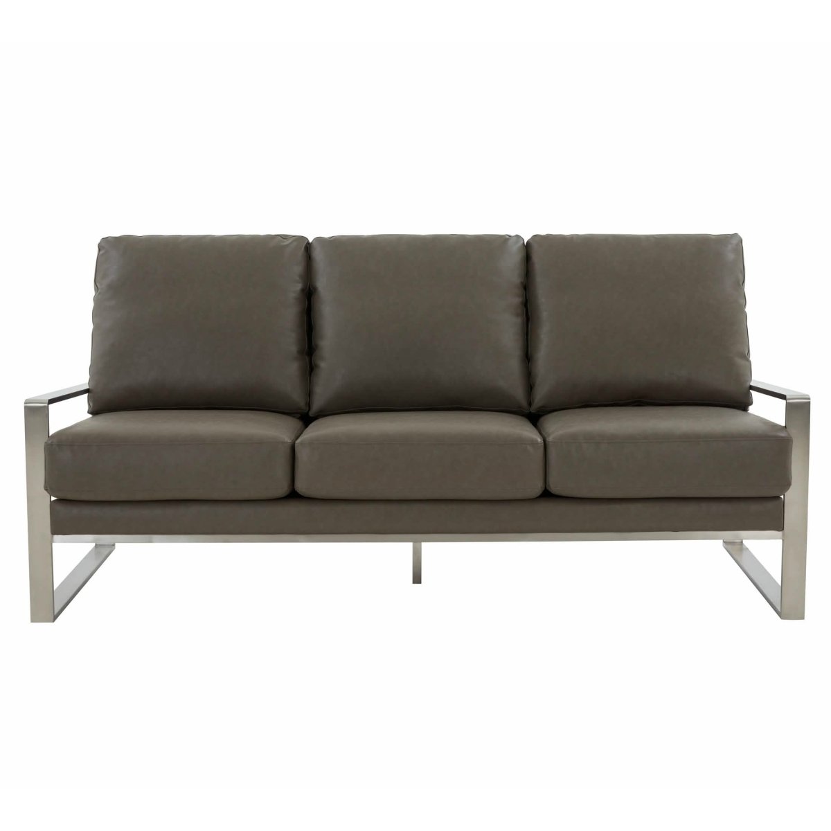 Jefferson 3 - Seater Sofa Upholstered in Velvet/Leather with Gold/Silver Steel Base