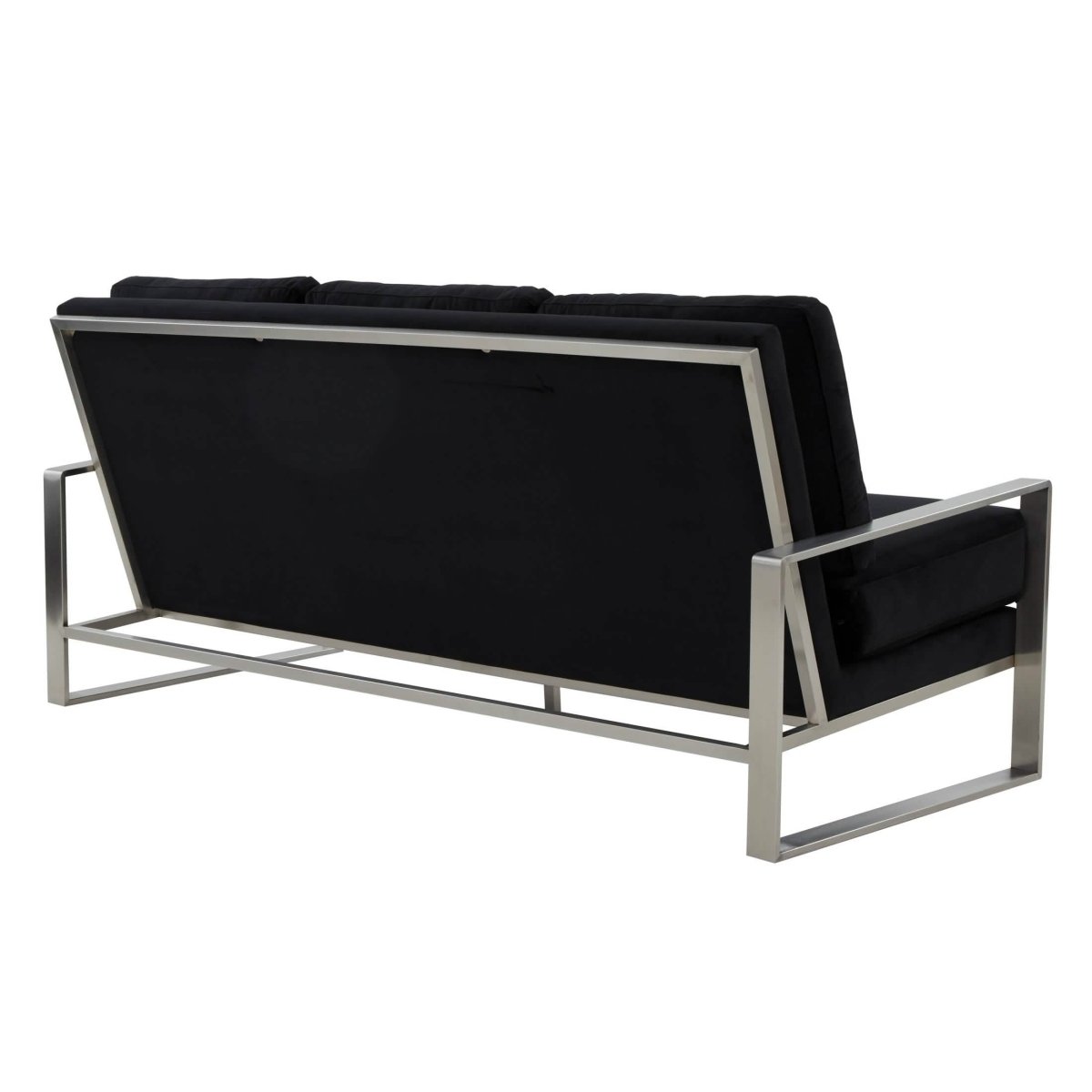 Jefferson 3 - Seater Sofa Upholstered in Velvet/Leather with Gold/Silver Steel Base