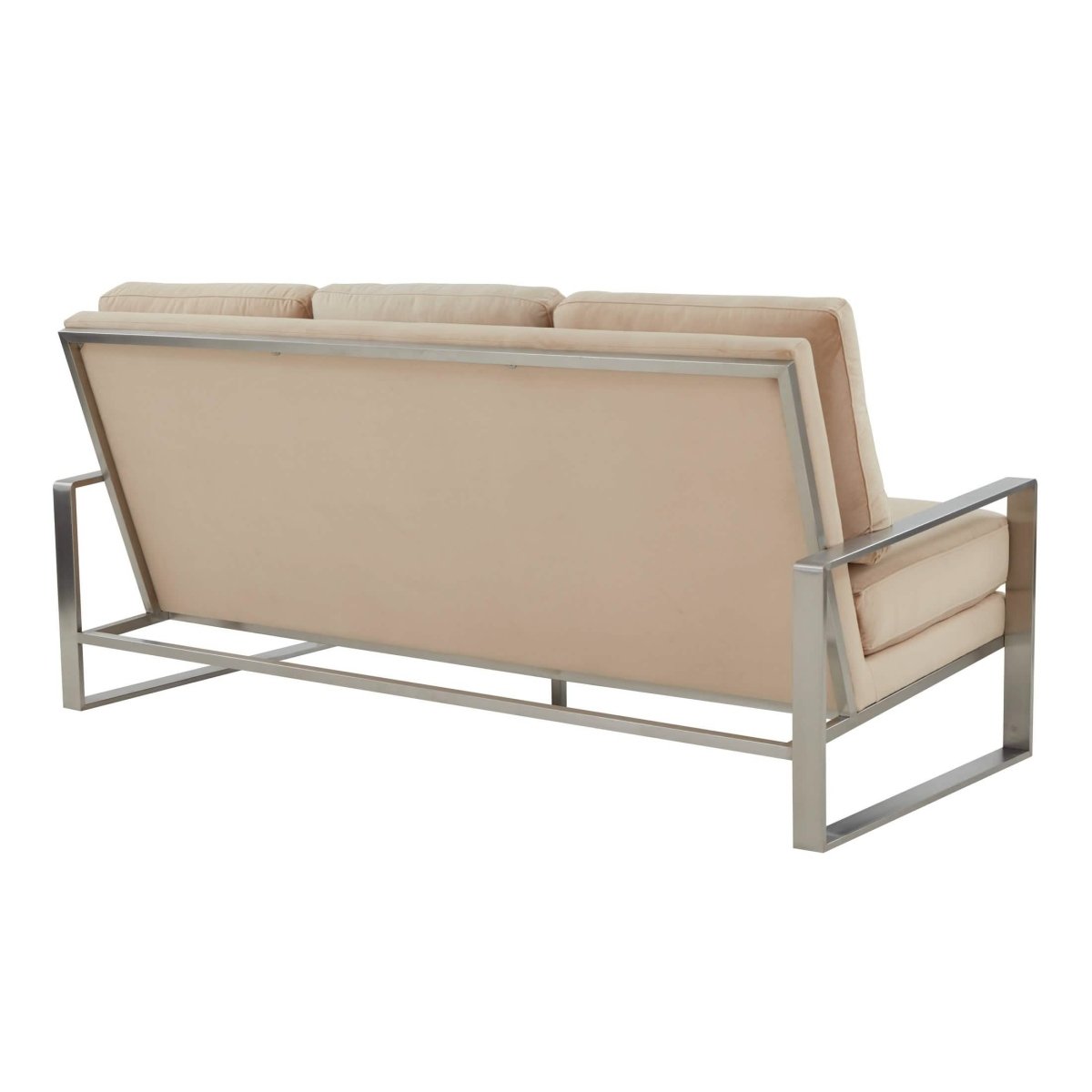 Jefferson 3 - Seater Sofa Upholstered in Velvet/Leather with Gold/Silver Steel Base
