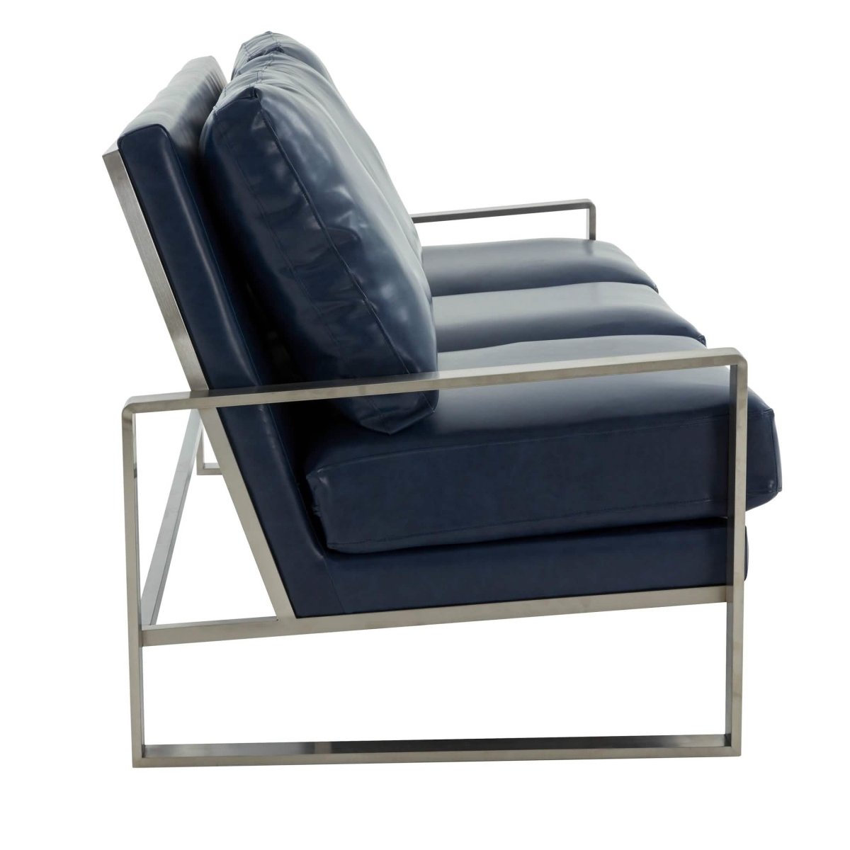 Jefferson 3 - Seater Sofa Upholstered in Velvet/Leather with Gold/Silver Steel Base