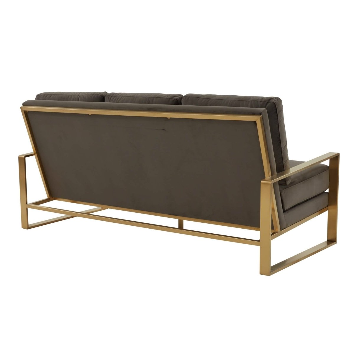 Jefferson 3 - Seater Sofa Upholstered in Velvet/Leather with Gold/Silver Steel Base