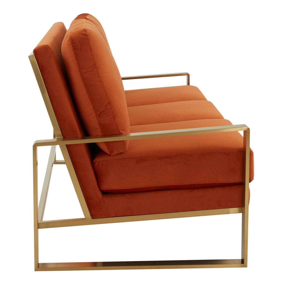 Jefferson 3 - Seater Sofa Upholstered in Velvet/Leather with Gold/Silver Steel Base