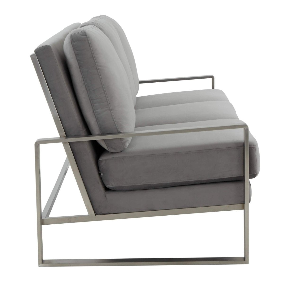 Jefferson 3 - Seater Sofa Upholstered in Velvet/Leather with Gold/Silver Steel Base
