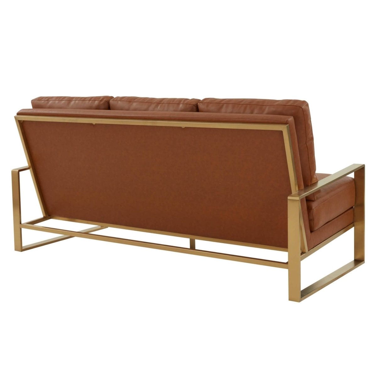 Jefferson 3 - Seater Sofa Upholstered in Velvet/Leather with Gold/Silver Steel Base