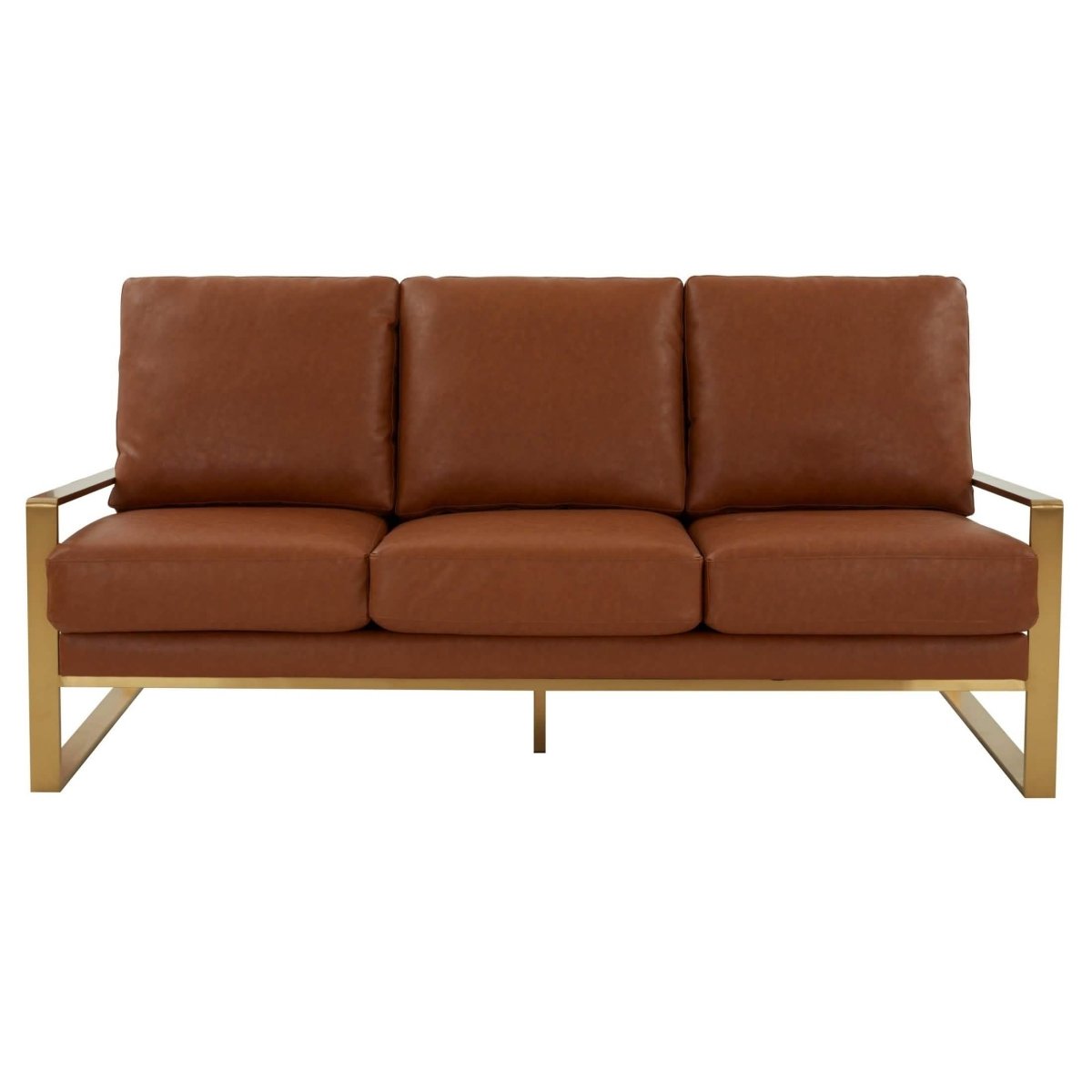 Jefferson 3 - Seater Sofa Upholstered in Velvet/Leather with Gold/Silver Steel Base