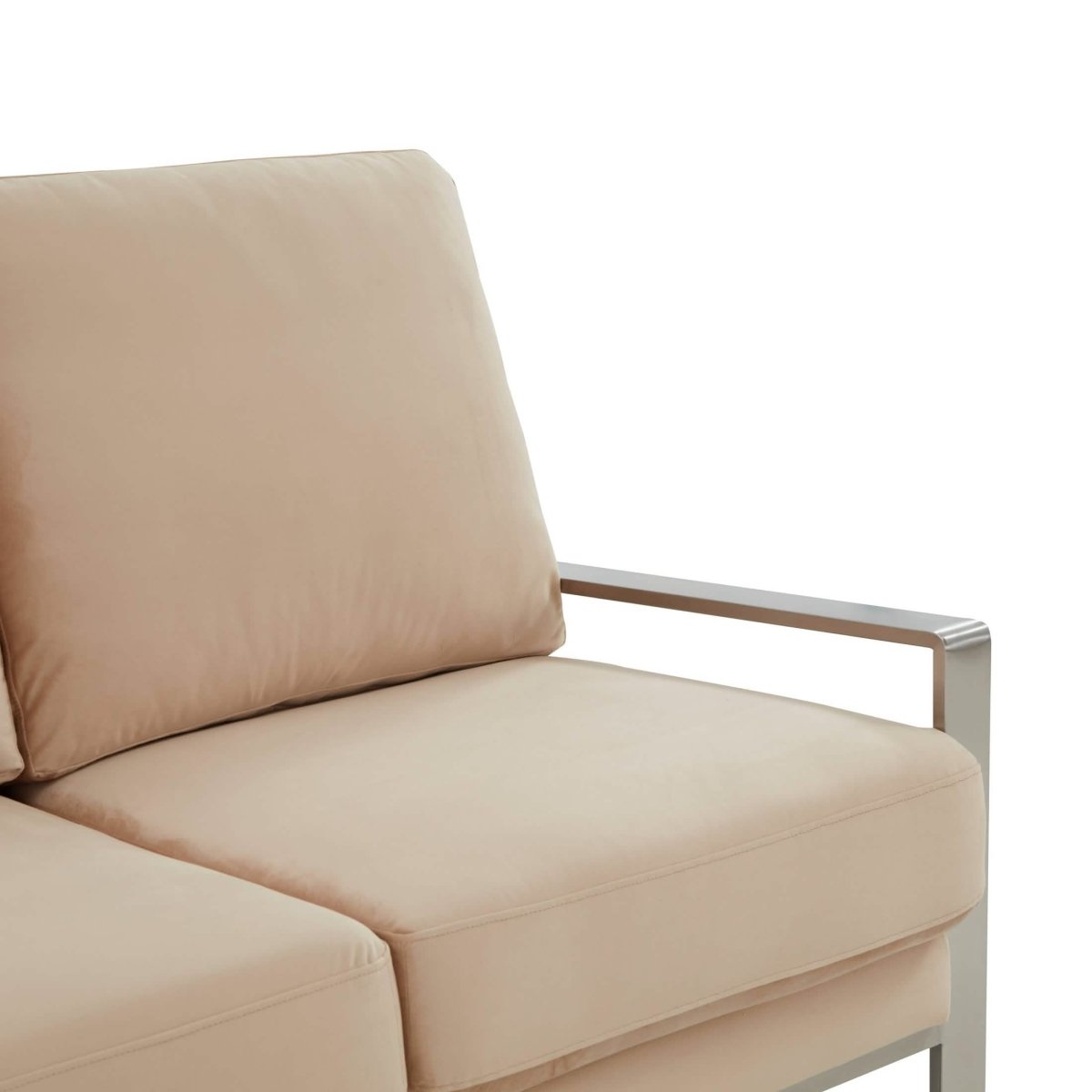 Jefferson 3 - Seater Sofa Upholstered in Velvet/Leather with Gold/Silver Steel Base