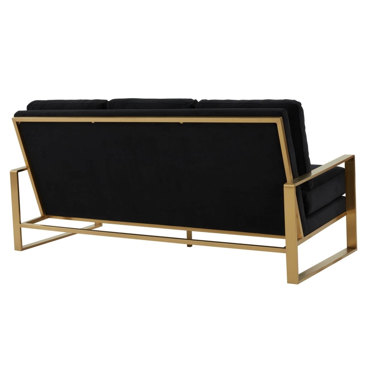 Jefferson 3 - Seater Sofa Upholstered in Velvet/Leather with Gold/Silver Steel Base
