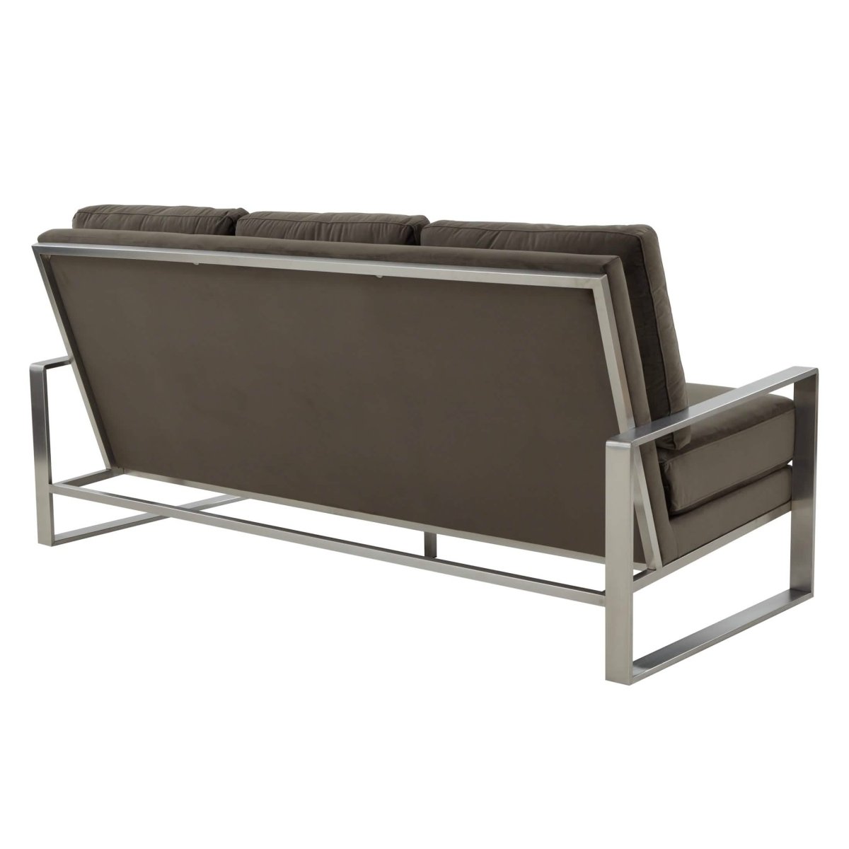 Jefferson 3 - Seater Sofa Upholstered in Velvet/Leather with Gold/Silver Steel Base