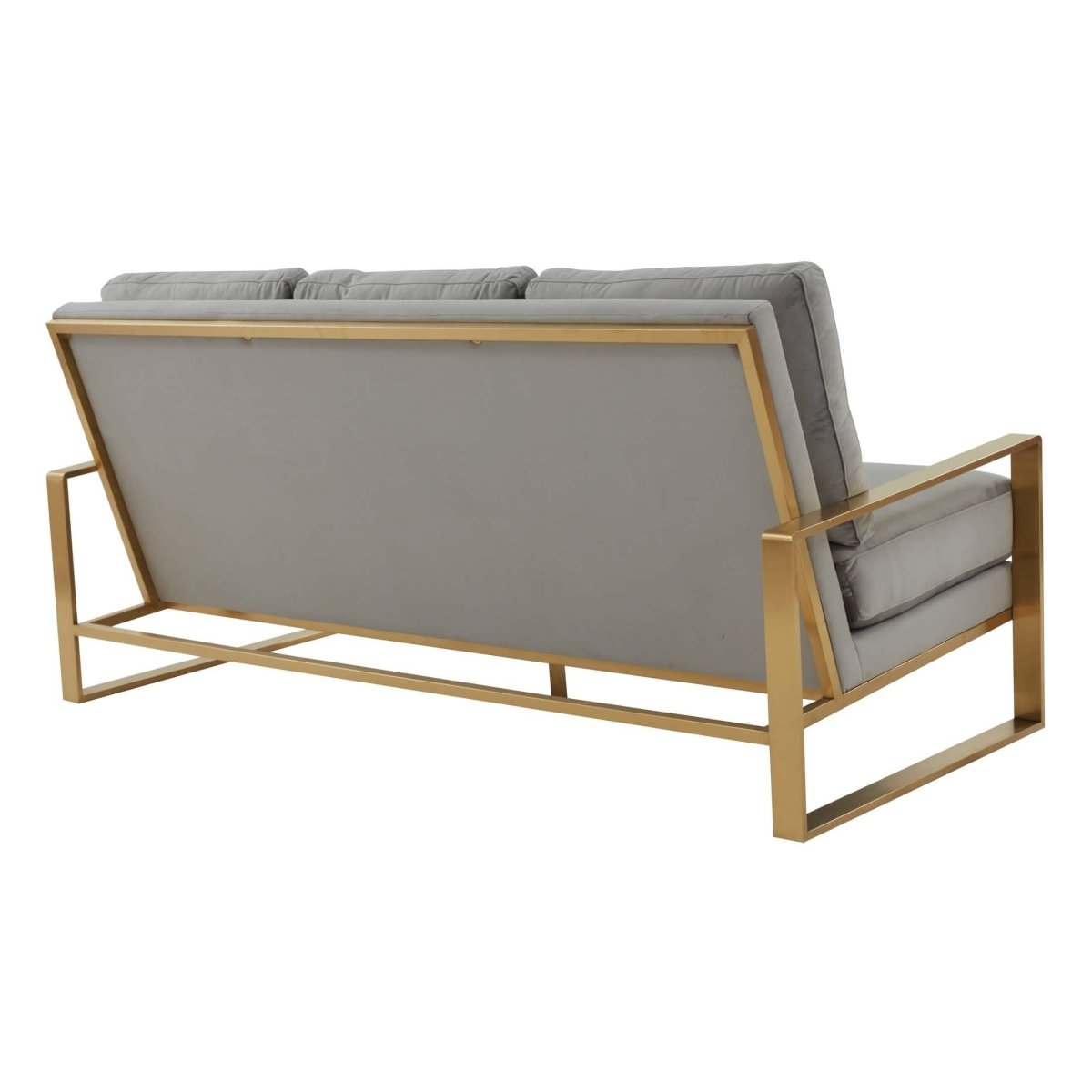 Jefferson 3 - Seater Sofa Upholstered in Velvet/Leather with Gold/Silver Steel Base