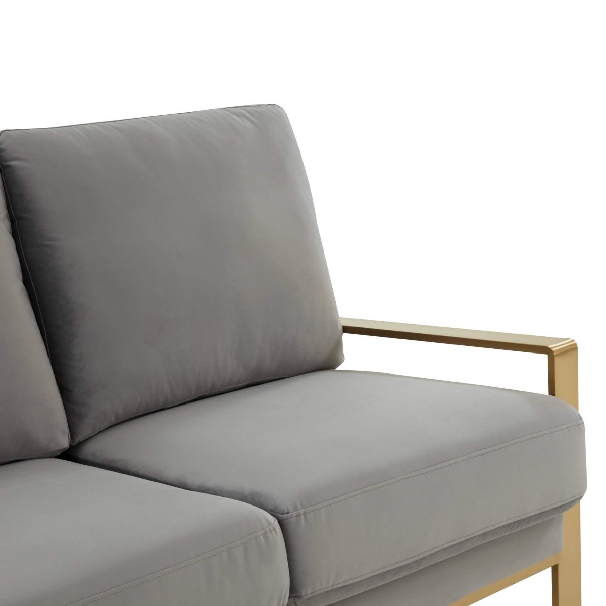 Jefferson 3 - Seater Sofa Upholstered in Velvet/Leather with Gold/Silver Steel Base