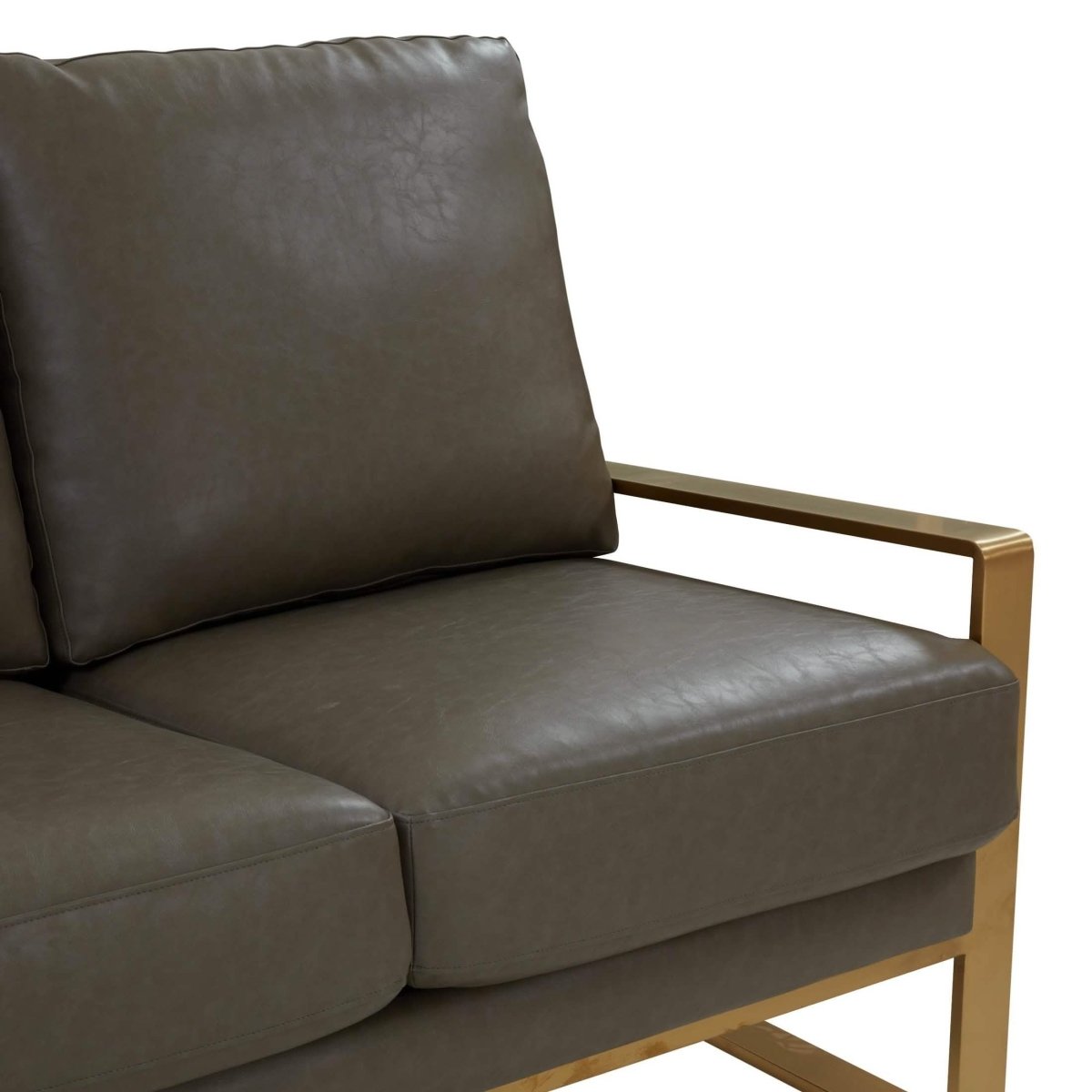 Jefferson 3 - Seater Sofa Upholstered in Velvet/Leather with Gold/Silver Steel Base
